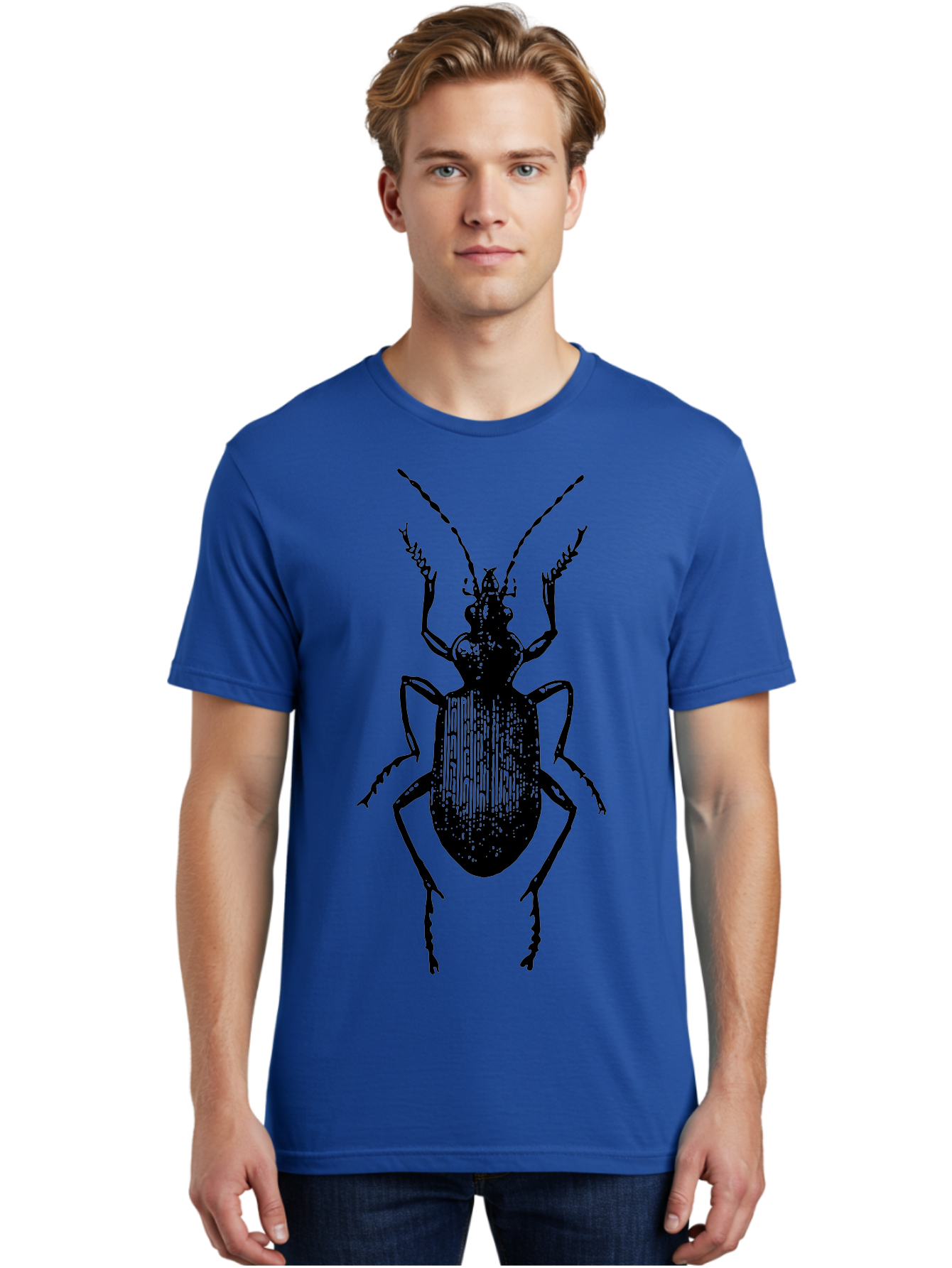 Ground-Beetle Men'S Graphic Tee, 100% Cotton, Comfortable Casual Summer Wear, Machine Washable, Black Beetle, Insect Silhouette, Detailed Illustration, Entomology Art, Bug Graphics, Six Legs, Antennae, Vector Design Aab538