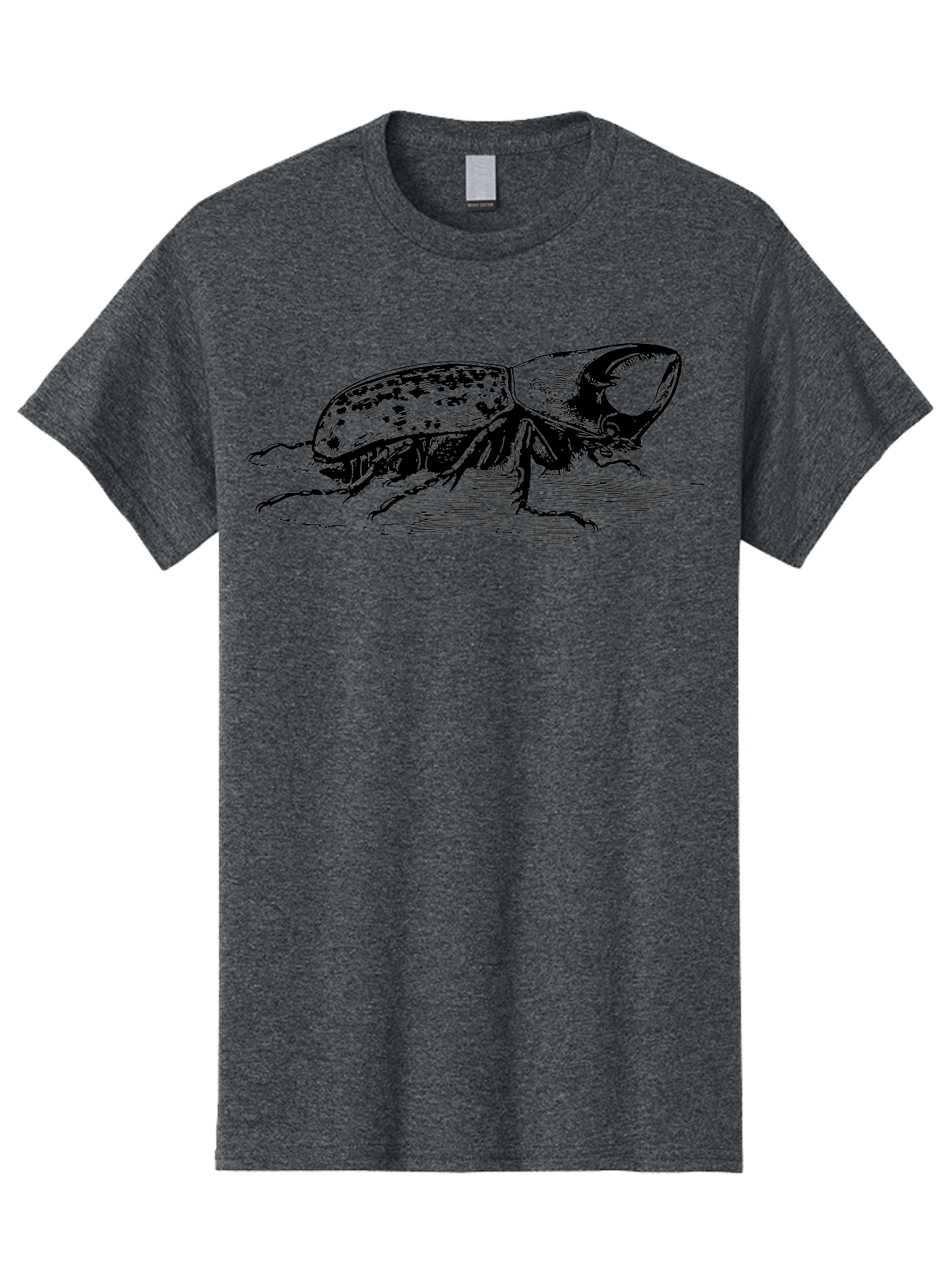 Hercules-Beetle Men'S Graphic Tee, 100% Cotton, Comfortable Casual Summer Wear, Machine Washable, Black Beetle, Insect Illustration, Detailed Drawing, Scientific Art, Entomology, Bug, Insect, Wildlife Art, Natural History Aab539