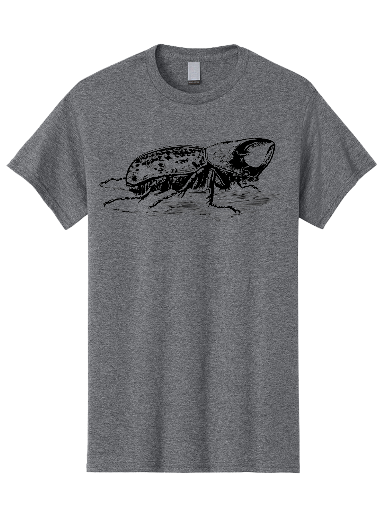 Hercules-Beetle Men'S Graphic Tee, 100% Cotton, Comfortable Casual Summer Wear, Machine Washable, Black Beetle, Insect Illustration, Detailed Drawing, Scientific Art, Entomology, Bug, Insect, Wildlife Art, Natural History Aab539