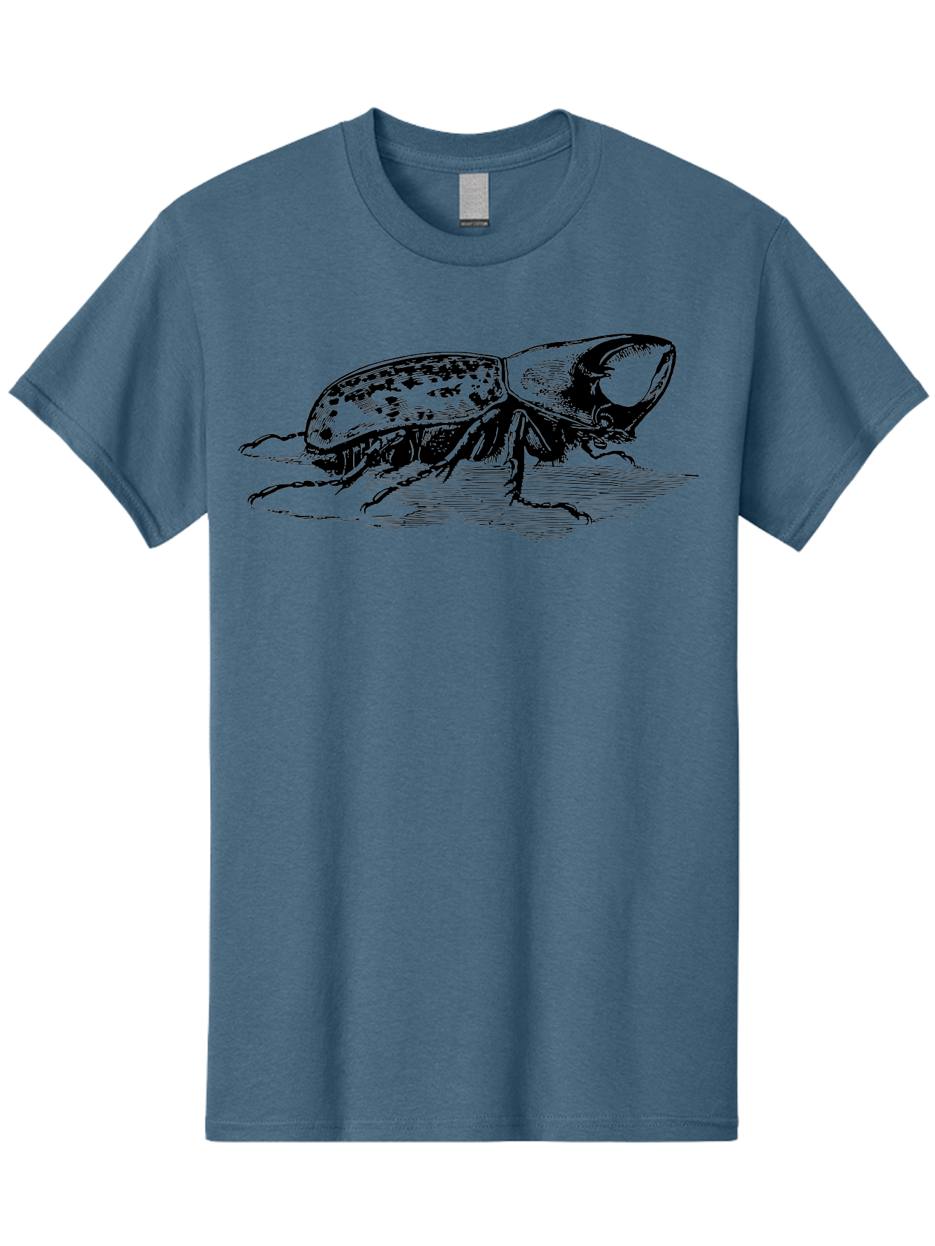 Hercules-Beetle Men'S Graphic Tee, 100% Cotton, Comfortable Casual Summer Wear, Machine Washable, Black Beetle, Insect Illustration, Detailed Drawing, Scientific Art, Entomology, Bug, Insect, Wildlife Art, Natural History Aab539