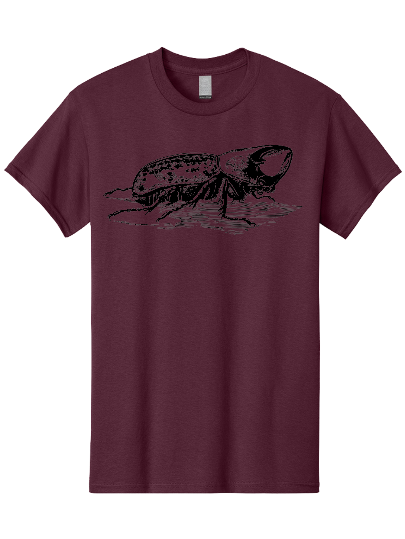 Hercules-Beetle Men'S Graphic Tee, 100% Cotton, Comfortable Casual Summer Wear, Machine Washable, Black Beetle, Insect Illustration, Detailed Drawing, Scientific Art, Entomology, Bug, Insect, Wildlife Art, Natural History Aab539