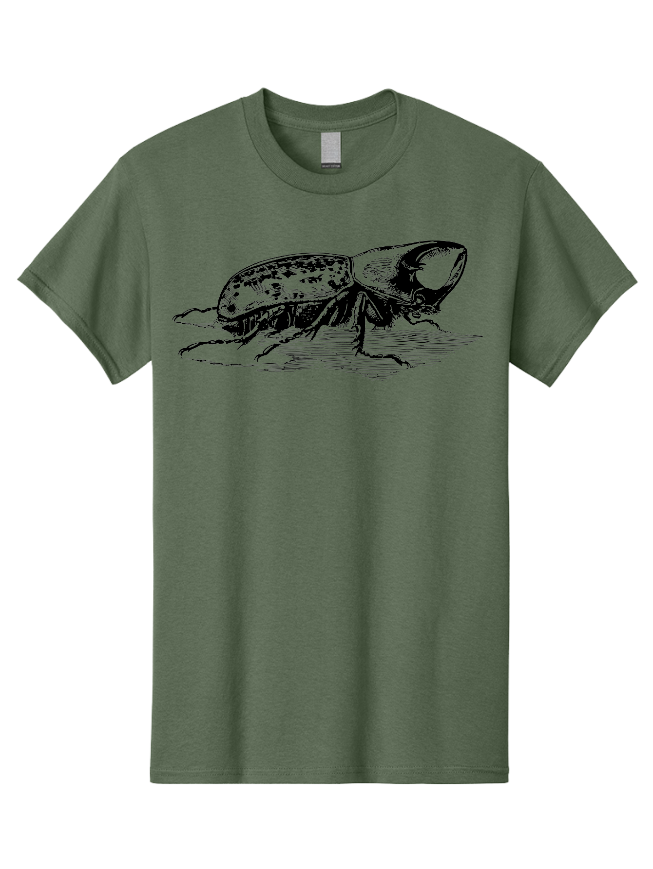 Hercules-Beetle Men'S Graphic Tee, 100% Cotton, Comfortable Casual Summer Wear, Machine Washable, Black Beetle, Insect Illustration, Detailed Drawing, Scientific Art, Entomology, Bug, Insect, Wildlife Art, Natural History Aab539