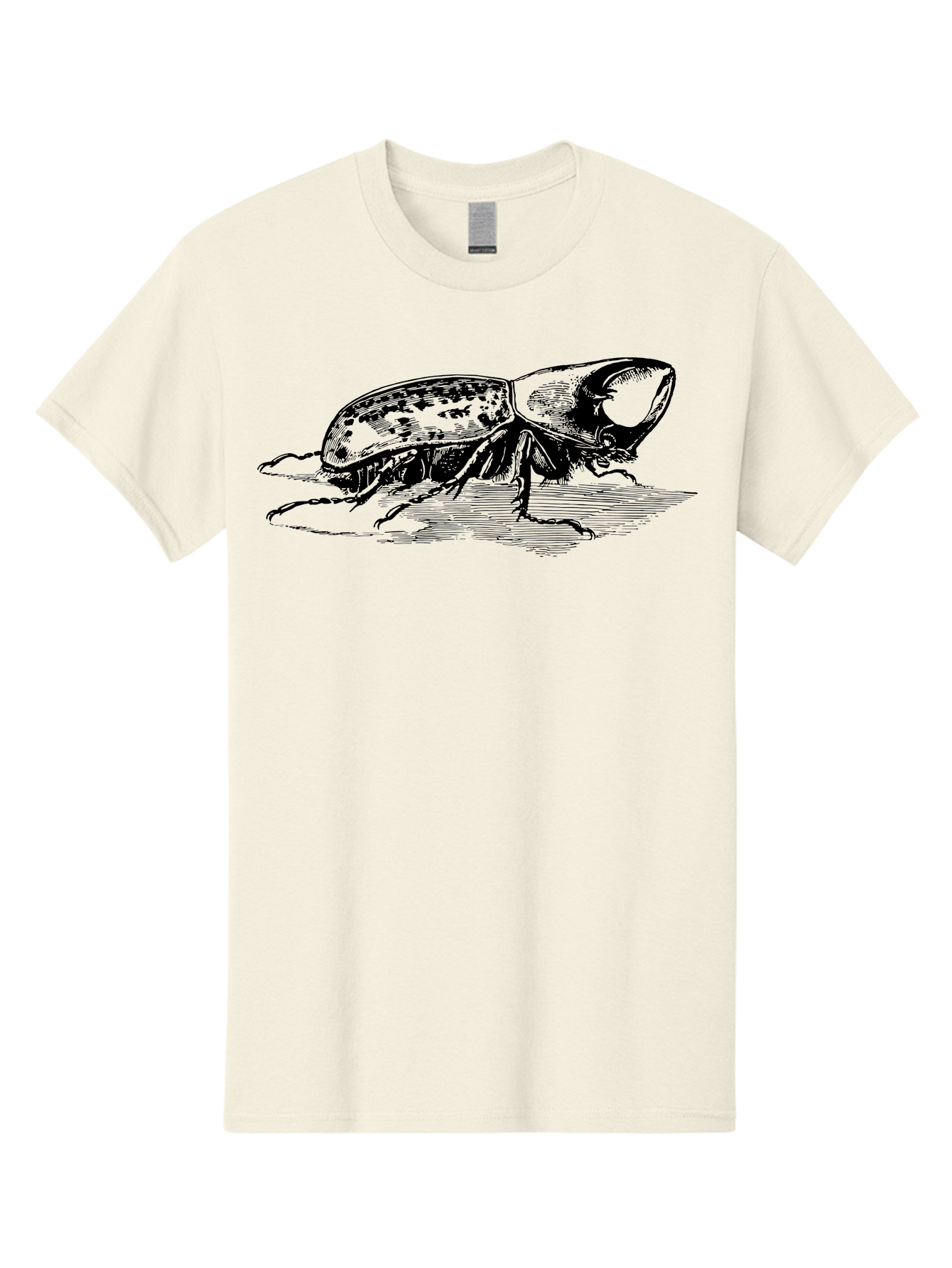 Hercules-Beetle Men'S Graphic Tee, 100% Cotton, Comfortable Casual Summer Wear, Machine Washable, Black Beetle, Insect Illustration, Detailed Drawing, Scientific Art, Entomology, Bug, Insect, Wildlife Art, Natural History Aab539