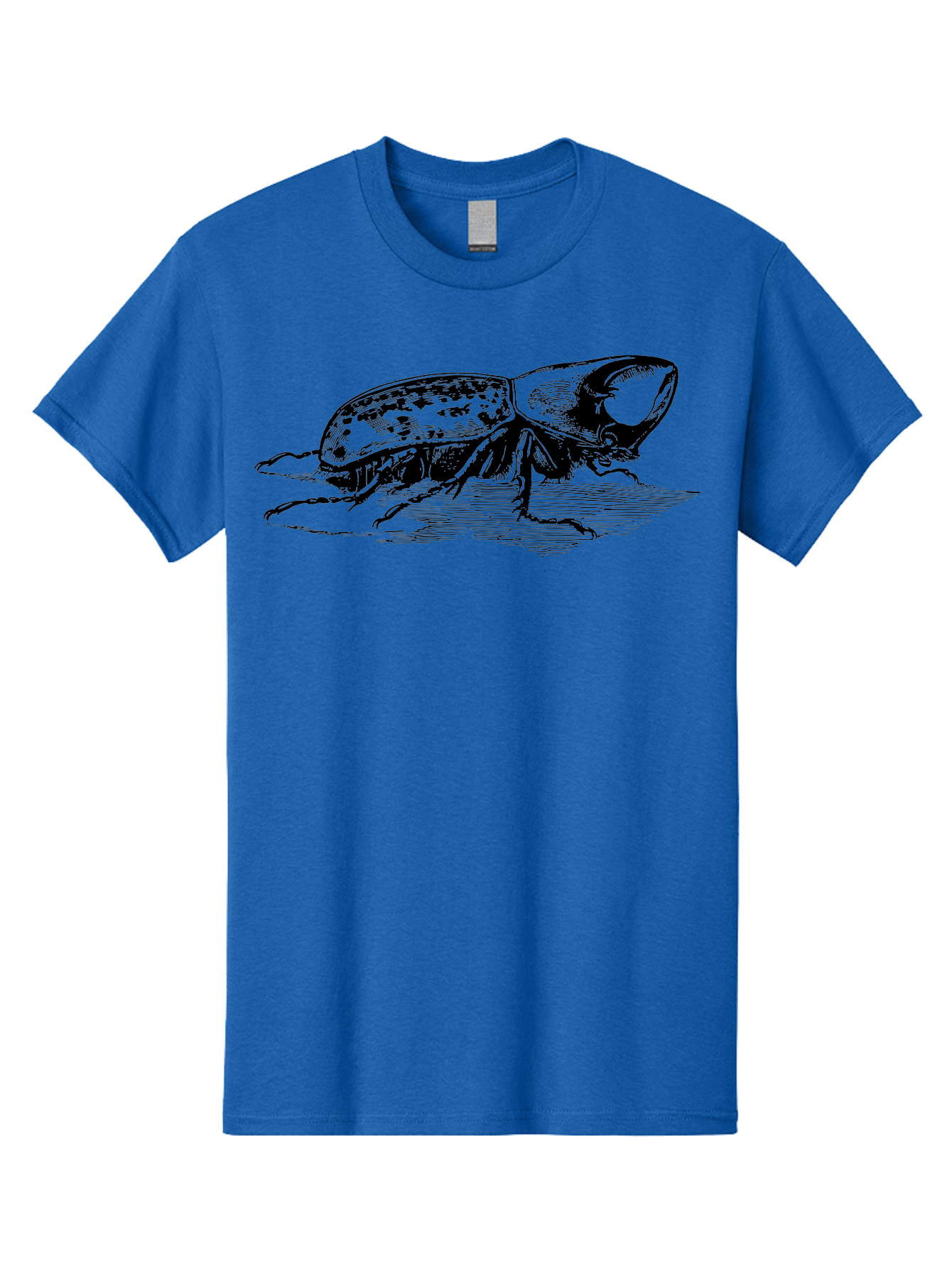 Hercules-Beetle Men'S Graphic Tee, 100% Cotton, Comfortable Casual Summer Wear, Machine Washable, Black Beetle, Insect Illustration, Detailed Drawing, Scientific Art, Entomology, Bug, Insect, Wildlife Art, Natural History Aab539