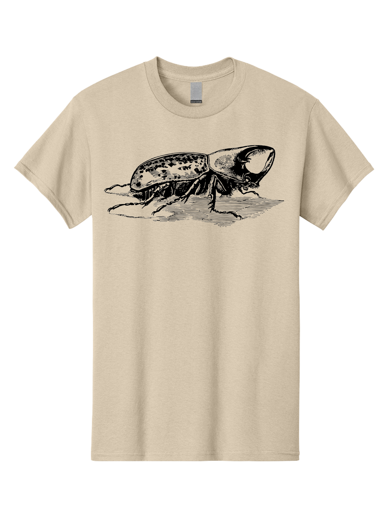 Hercules-Beetle Men'S Graphic Tee, 100% Cotton, Comfortable Casual Summer Wear, Machine Washable, Black Beetle, Insect Illustration, Detailed Drawing, Scientific Art, Entomology, Bug, Insect, Wildlife Art, Natural History Aab539