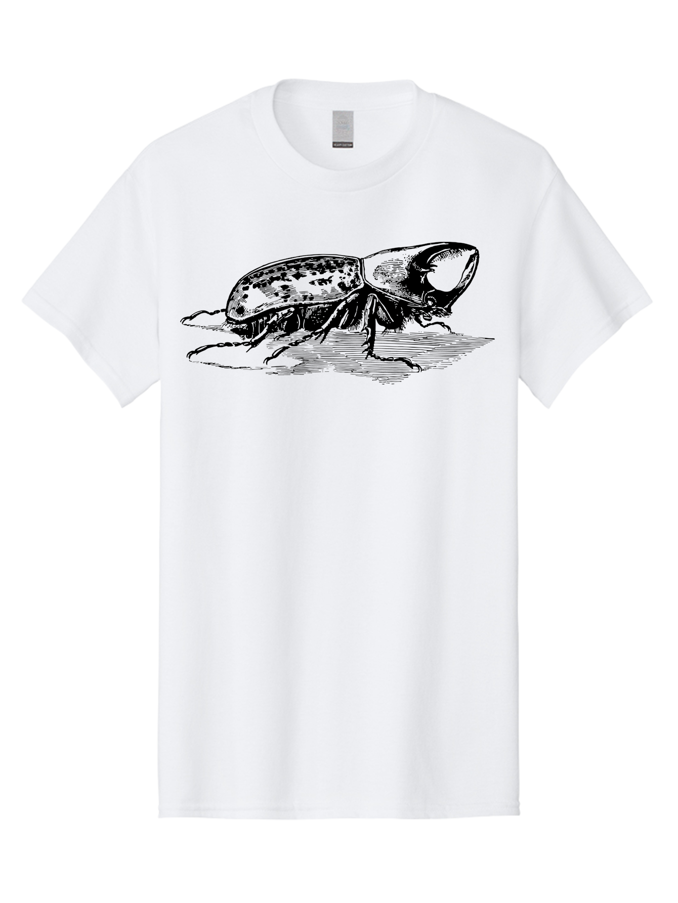 Hercules-Beetle Men'S Graphic Tee, 100% Cotton, Comfortable Casual Summer Wear, Machine Washable, Black Beetle, Insect Illustration, Detailed Drawing, Scientific Art, Entomology, Bug, Insect, Wildlife Art, Natural History Aab539