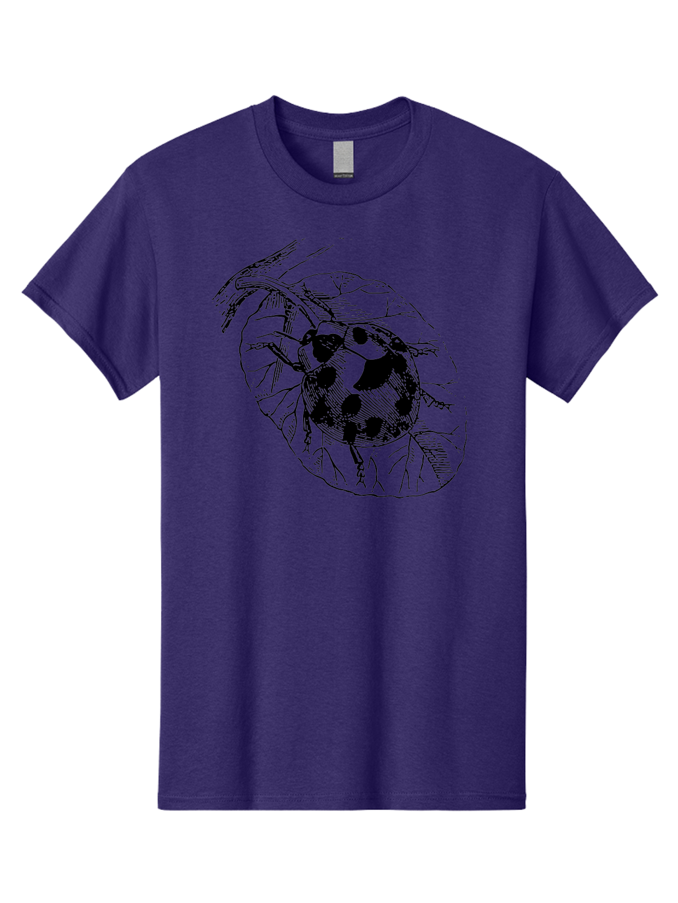 Ladybug-On-Leaf Men'S Graphic Tee, 100% Cotton, Comfortable Casual Summer Wear, Machine Washable, Ladybug On A Leaf, Black And White Illustration, Lady Beetle, Garden Insect, Sketch Art, Wildlife Illustration, Beetle On Foliage Aab541