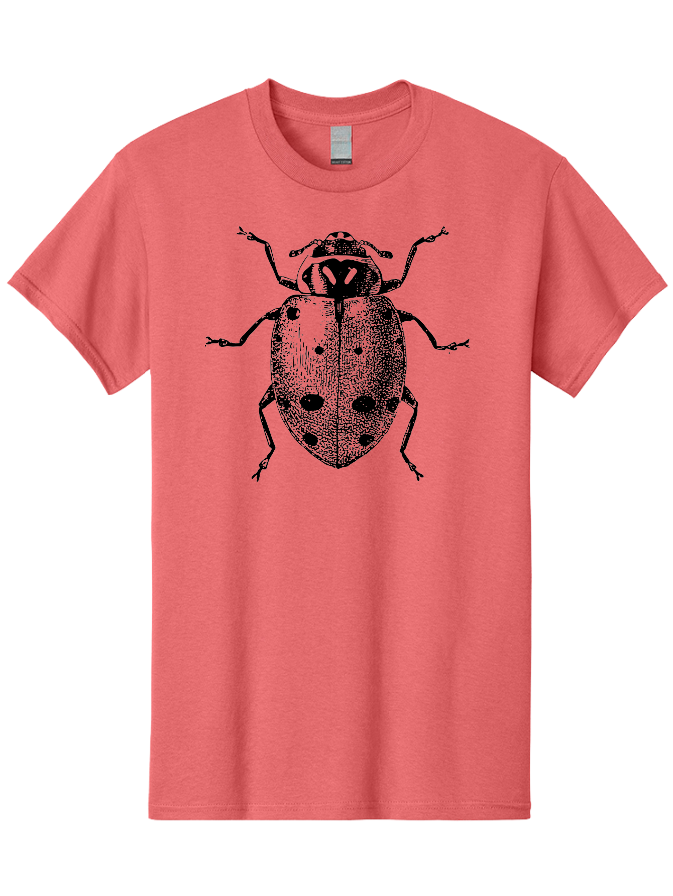 Ladybug Men'S Graphic Tee, 100% Cotton, Comfortable Casual Summer Wear, Machine Washable, Ladybug Illustration, Black Spots, Insect Drawing, Detailed Artwork, Entomology Art, Beetle Graphics, Natural History Illustration, Bug Design Aab542
