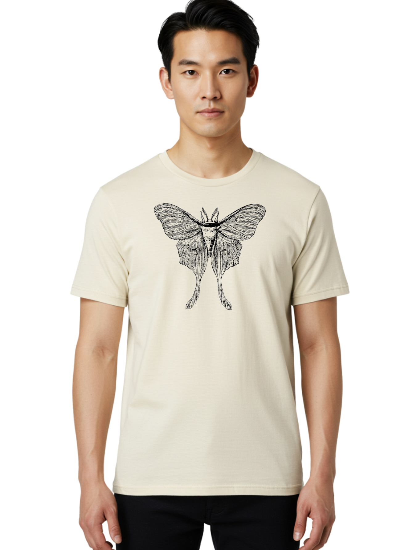 Luna-Moth Men'S Graphic Tee, 100% Cotton, Comfortable Casual Summer Wear, Machine Washable, Luna Moth, Insect Art, Entomology Illustration, Detailed Drawing, Natural History Art, Wingspan, Nocturnal Creature, Gothic Aesthetic, Aab543