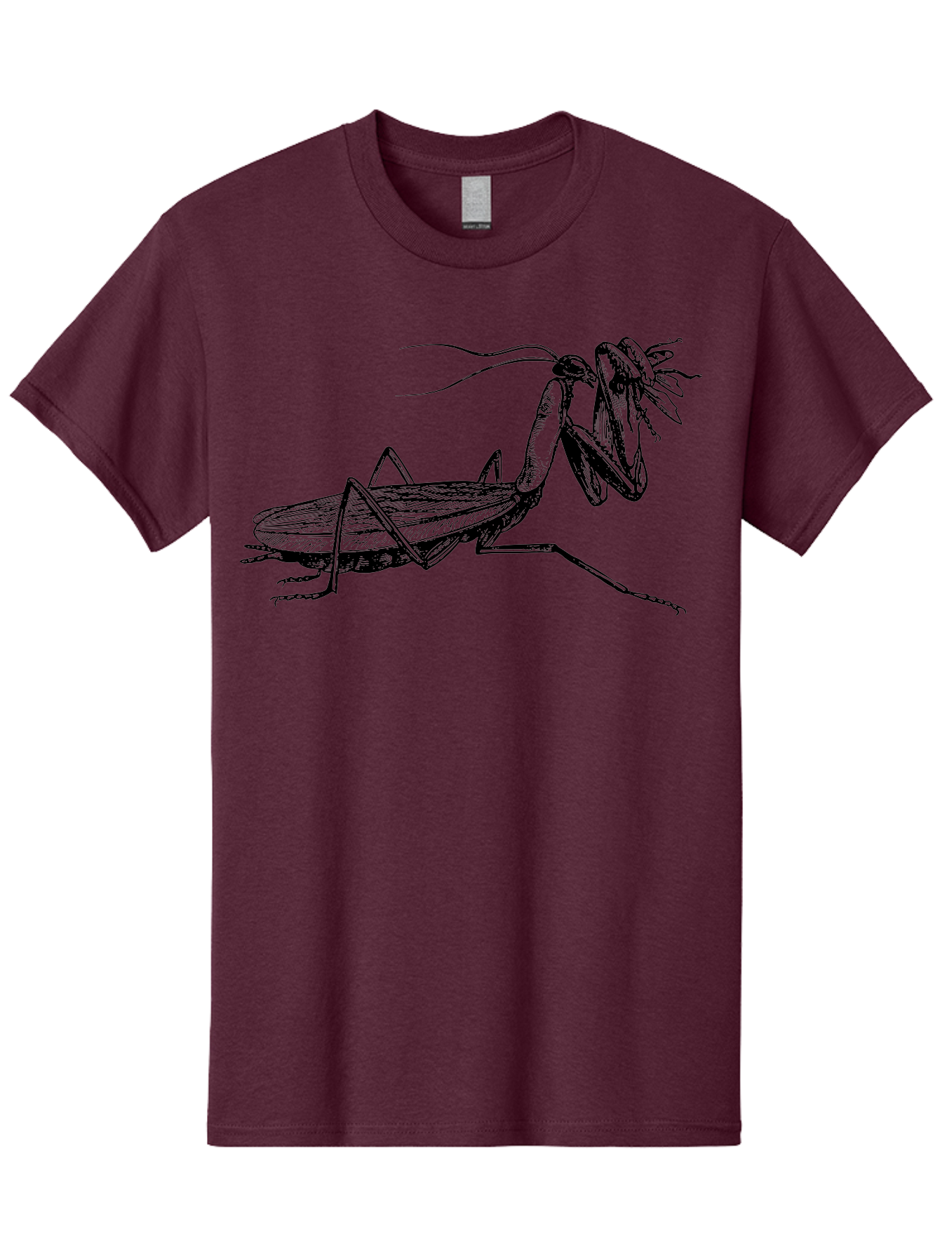 Mantis-Eating-Fly Men'S Graphic Tee, 100% Cotton, Comfortable Casual Summer Wear, Machine Washable, Praying Mantis Eating A Fly, Insect Predator, Detailed Illustration, Black And Green, Entomology Art, Wildlife Photography, Insect Behavior Aab544