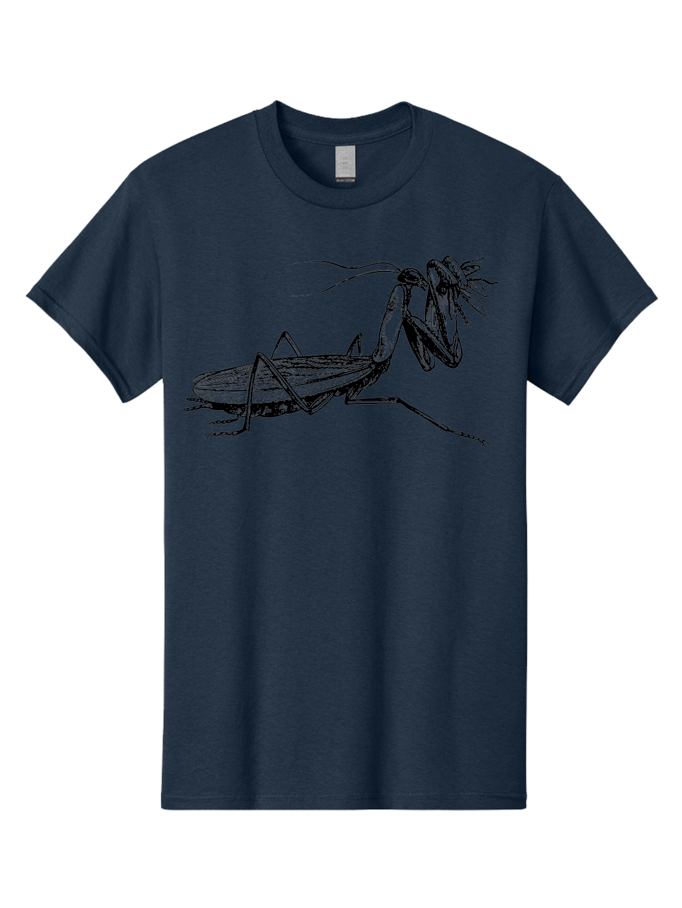 Mantis-Eating-Fly Men'S Graphic Tee, 100% Cotton, Comfortable Casual Summer Wear, Machine Washable, Praying Mantis Eating A Fly, Insect Predator, Detailed Illustration, Black And Green, Entomology Art, Wildlife Photography, Insect Behavior Aab544