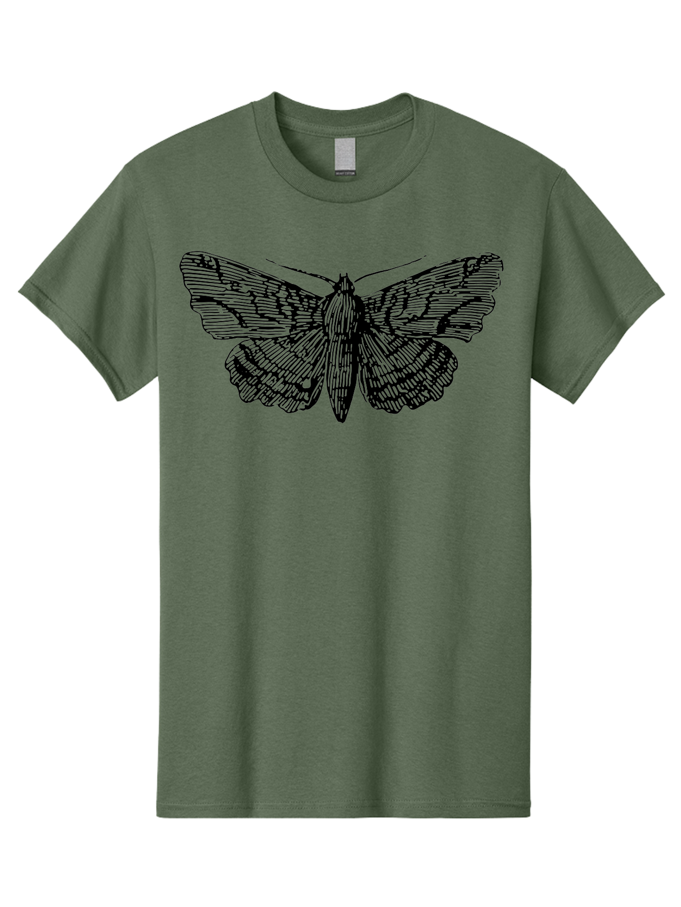 Moth-1 Men'S Graphic Tee, 100% Cotton, Comfortable Casual Summer Wear, Machine Washable, Moth Illustration, Insect Art, Black And Green, Detailed Drawing, Line Art, Entomology, Wing Patterns, Nocturnal Creature, Delicate Features Aab546