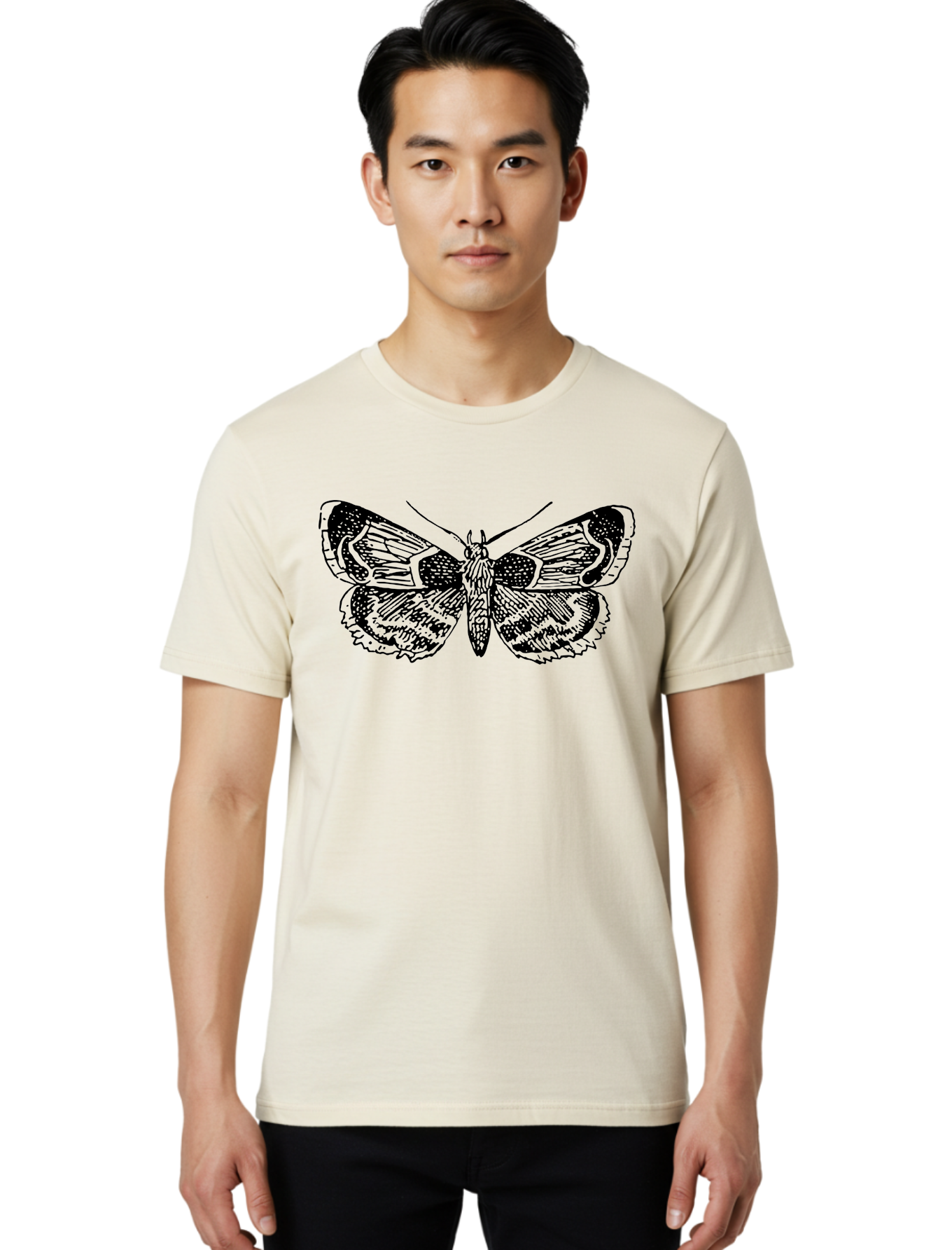 Moth-2 Men'S Graphic Tee, 100% Cotton, Comfortable Casual Summer Wear, Machine Washable, Moth Illustration, Insect Art, Detailed Silhouette, Nocturnal Creature, Wing Pattern, Ornate Design, Detailed Texture, Entomology, Butterfly Relative Aab547