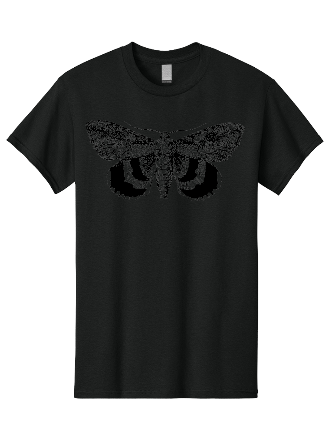 Moth-Illustration Men'S Graphic Tee, 100% Cotton, Comfortable Casual Summer Wear, Machine Washable, Black And Green Moth Illustration, Insect Art, Detailed Drawing, Wingspan, Entomology, Biological Illustration, Vintage Style, Butterfly Wings, Aab548