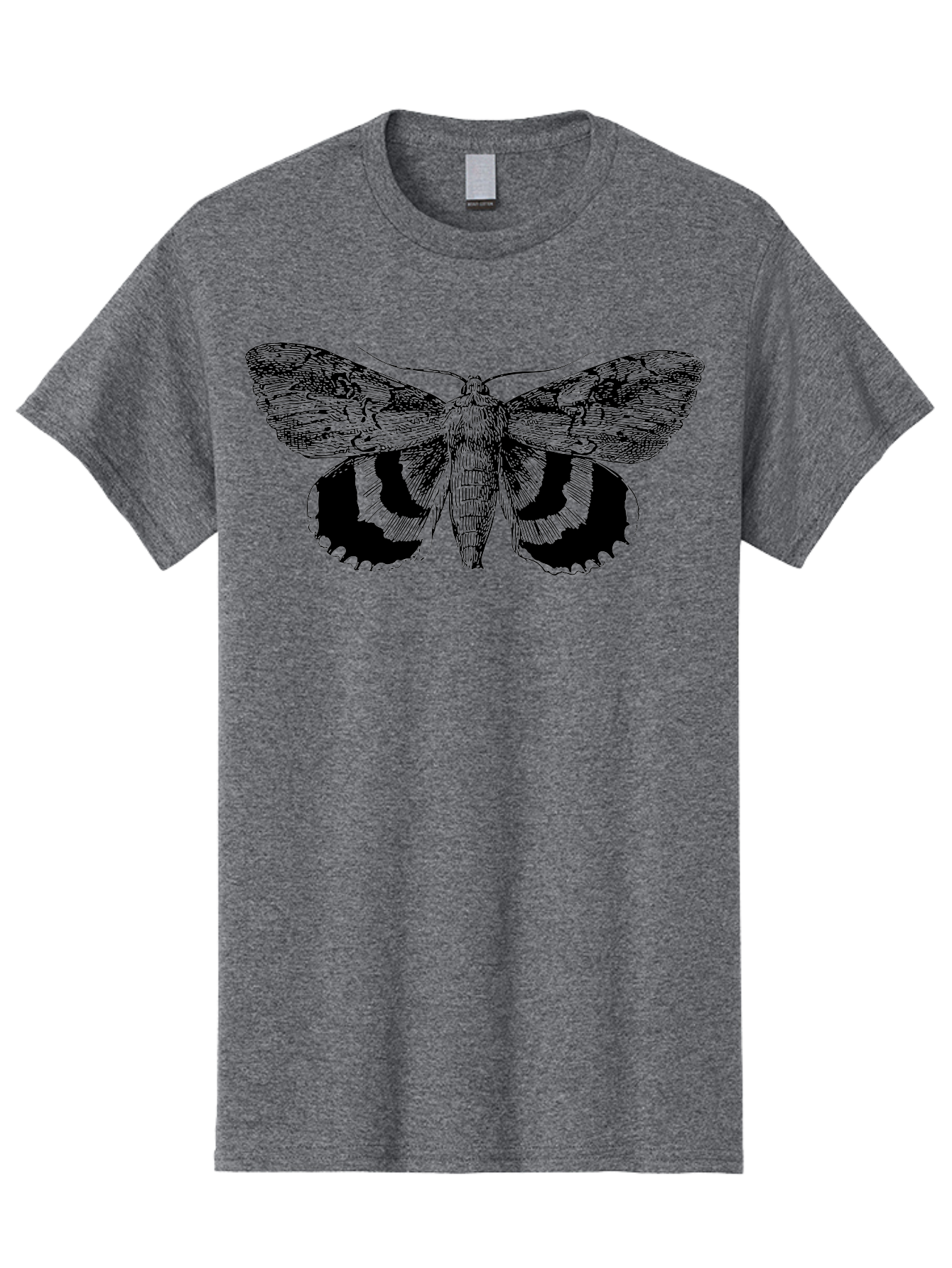 Moth-Illustration Men'S Graphic Tee, 100% Cotton, Comfortable Casual Summer Wear, Machine Washable, Black And Green Moth Illustration, Insect Art, Detailed Drawing, Wingspan, Entomology, Biological Illustration, Vintage Style, Butterfly Wings, Aab548