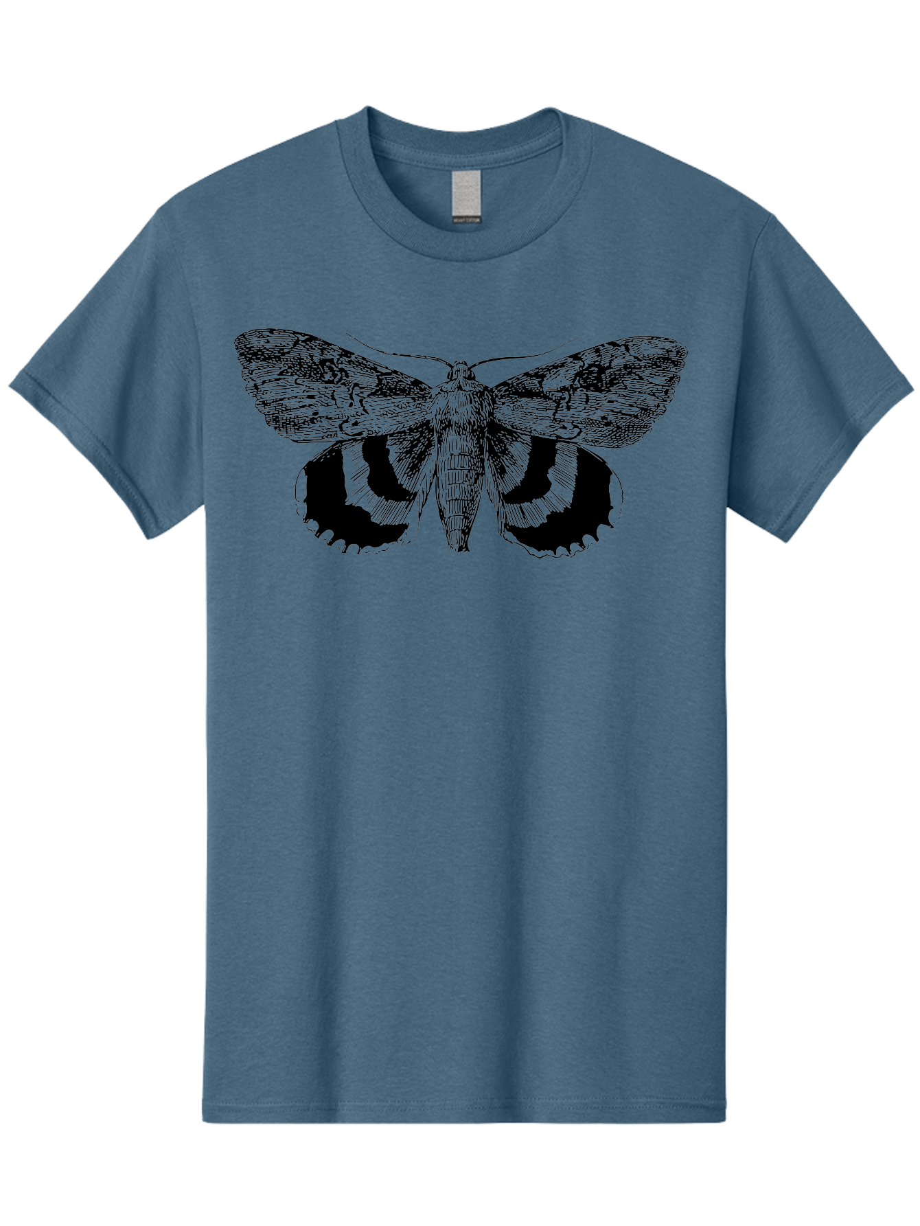 Moth-Illustration Men'S Graphic Tee, 100% Cotton, Comfortable Casual Summer Wear, Machine Washable, Black And Green Moth Illustration, Insect Art, Detailed Drawing, Wingspan, Entomology, Biological Illustration, Vintage Style, Butterfly Wings, Aab548