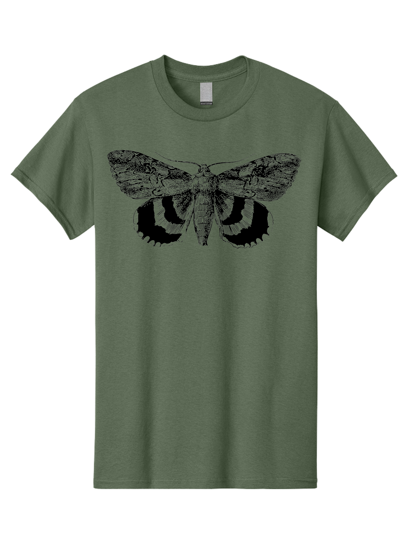 Moth-Illustration Men'S Graphic Tee, 100% Cotton, Comfortable Casual Summer Wear, Machine Washable, Black And Green Moth Illustration, Insect Art, Detailed Drawing, Wingspan, Entomology, Biological Illustration, Vintage Style, Butterfly Wings, Aab548