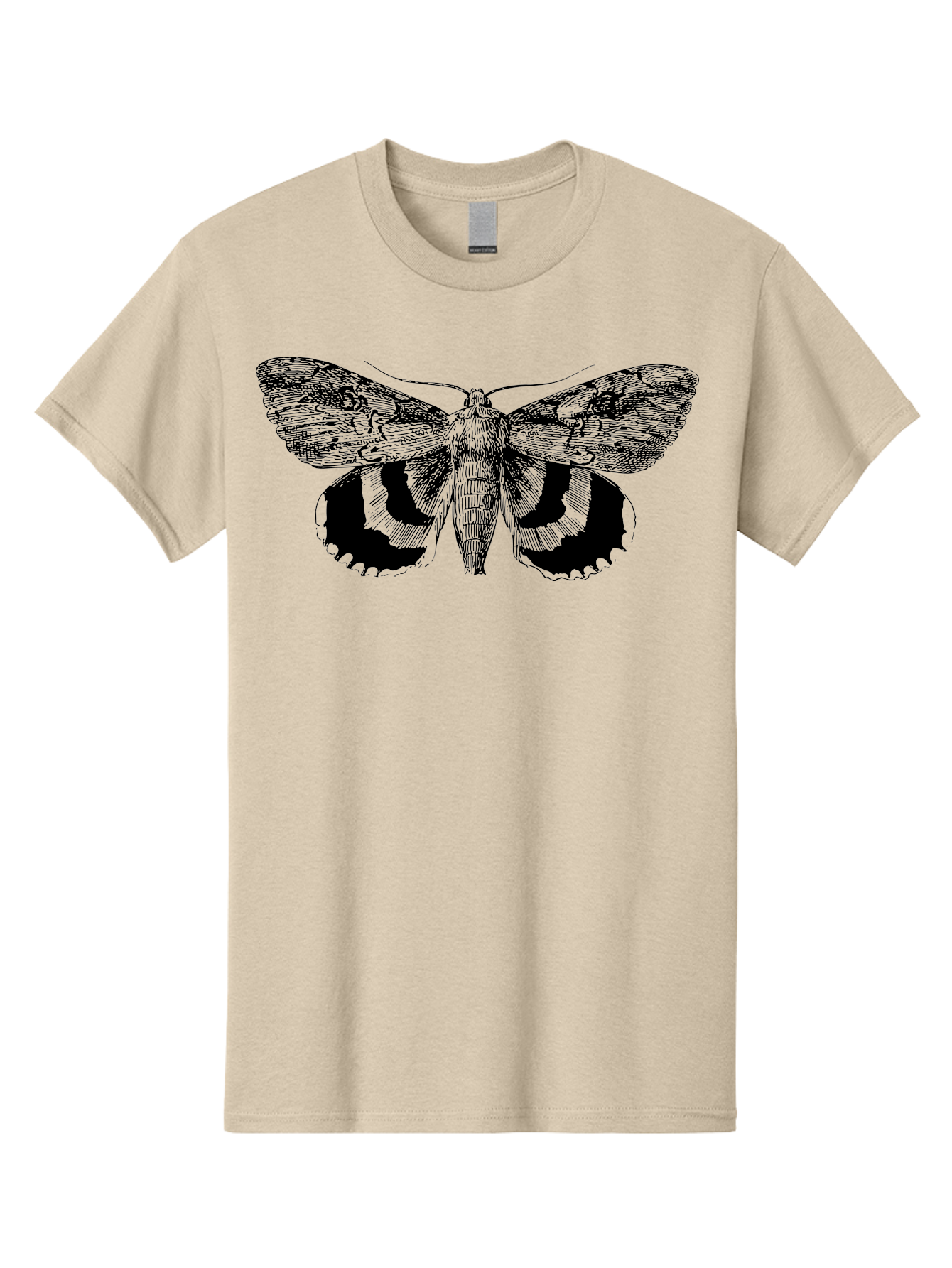 Moth-Illustration Men'S Graphic Tee, 100% Cotton, Comfortable Casual Summer Wear, Machine Washable, Black And Green Moth Illustration, Insect Art, Detailed Drawing, Wingspan, Entomology, Biological Illustration, Vintage Style, Butterfly Wings, Aab548