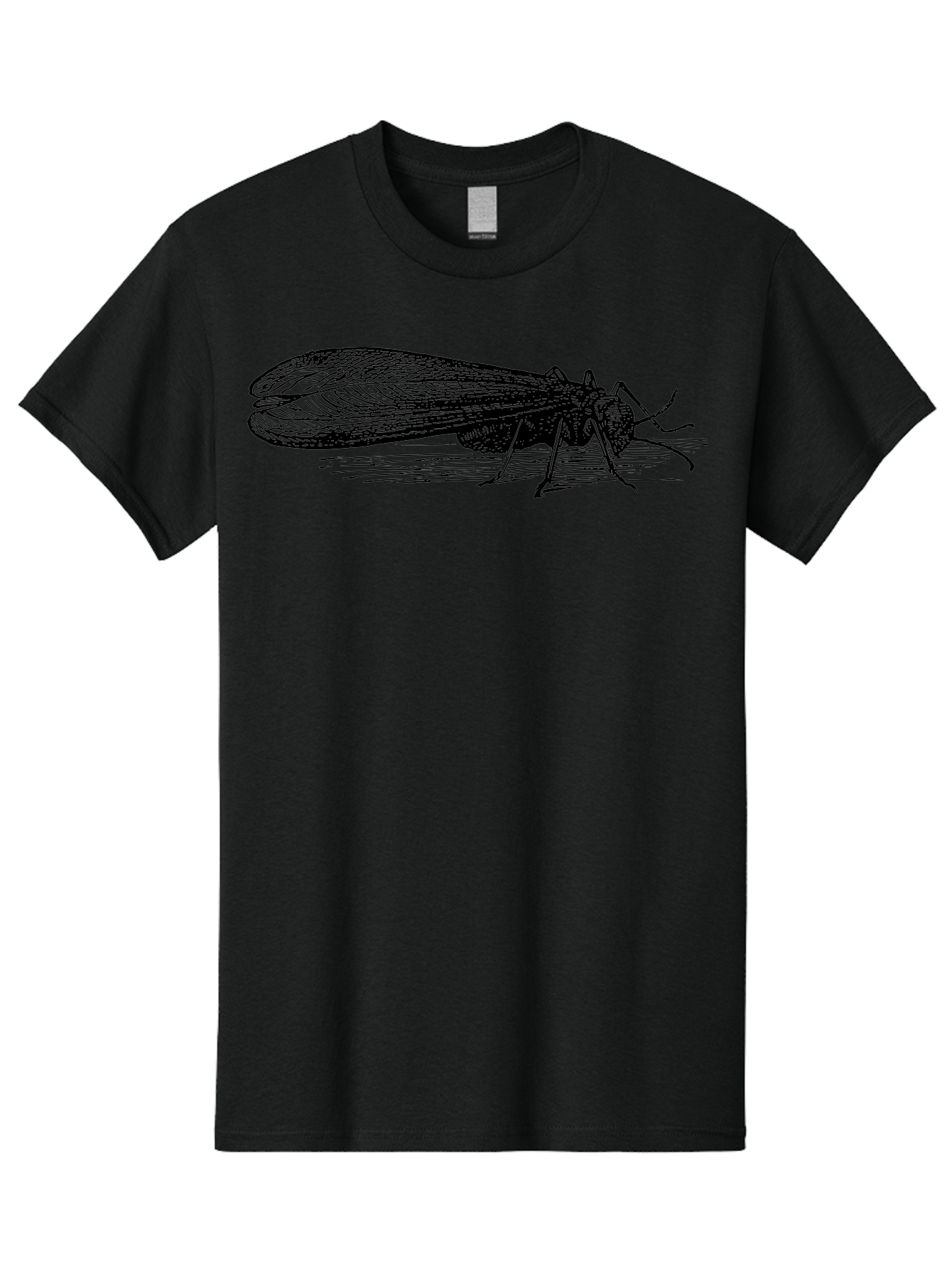 Moth Men'S Graphic Tee, 100% Cotton, Comfortable Casual Summer Wear, Machine Washable, Mayfly Insect, Vintage Illustration, Black And White Artwork, Detailed Drawing, Insect Anatomy, Entomology, Wildlife Art, Natural History, Insect Wings, Aab549