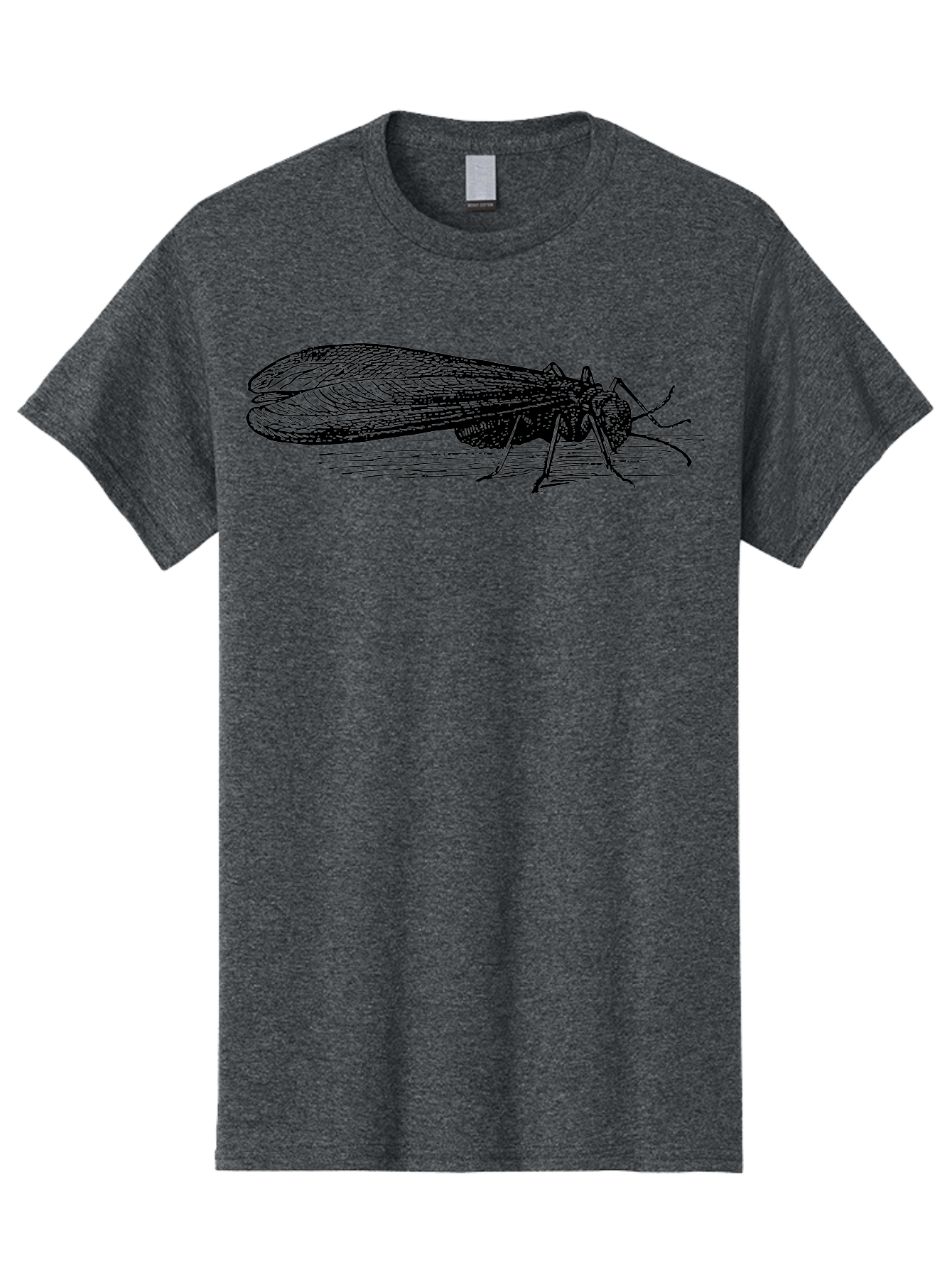Moth Men'S Graphic Tee, 100% Cotton, Comfortable Casual Summer Wear, Machine Washable, Mayfly Insect, Vintage Illustration, Black And White Artwork, Detailed Drawing, Insect Anatomy, Entomology, Wildlife Art, Natural History, Insect Wings, Aab549