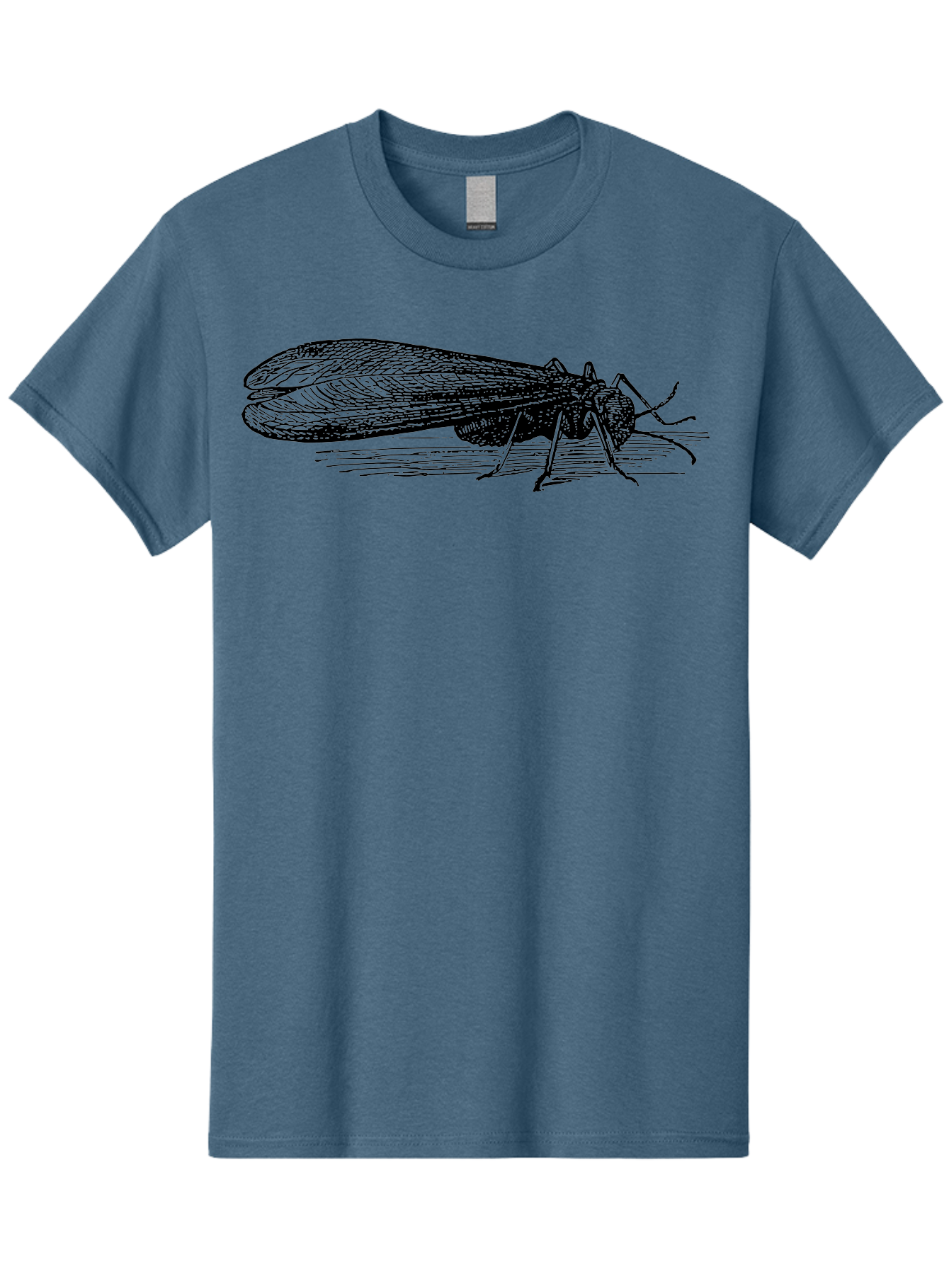 Moth Men'S Graphic Tee, 100% Cotton, Comfortable Casual Summer Wear, Machine Washable, Mayfly Insect, Vintage Illustration, Black And White Artwork, Detailed Drawing, Insect Anatomy, Entomology, Wildlife Art, Natural History, Insect Wings, Aab549