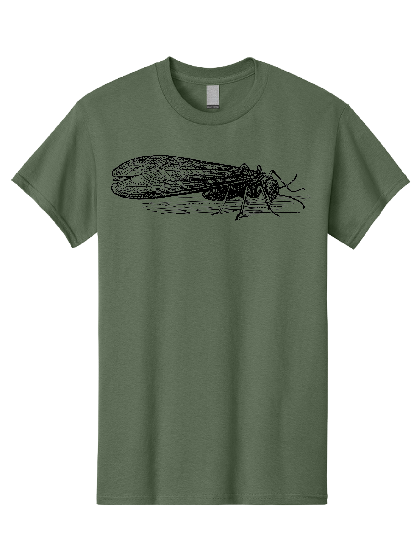 Moth Men'S Graphic Tee, 100% Cotton, Comfortable Casual Summer Wear, Machine Washable, Mayfly Insect, Vintage Illustration, Black And White Artwork, Detailed Drawing, Insect Anatomy, Entomology, Wildlife Art, Natural History, Insect Wings, Aab549