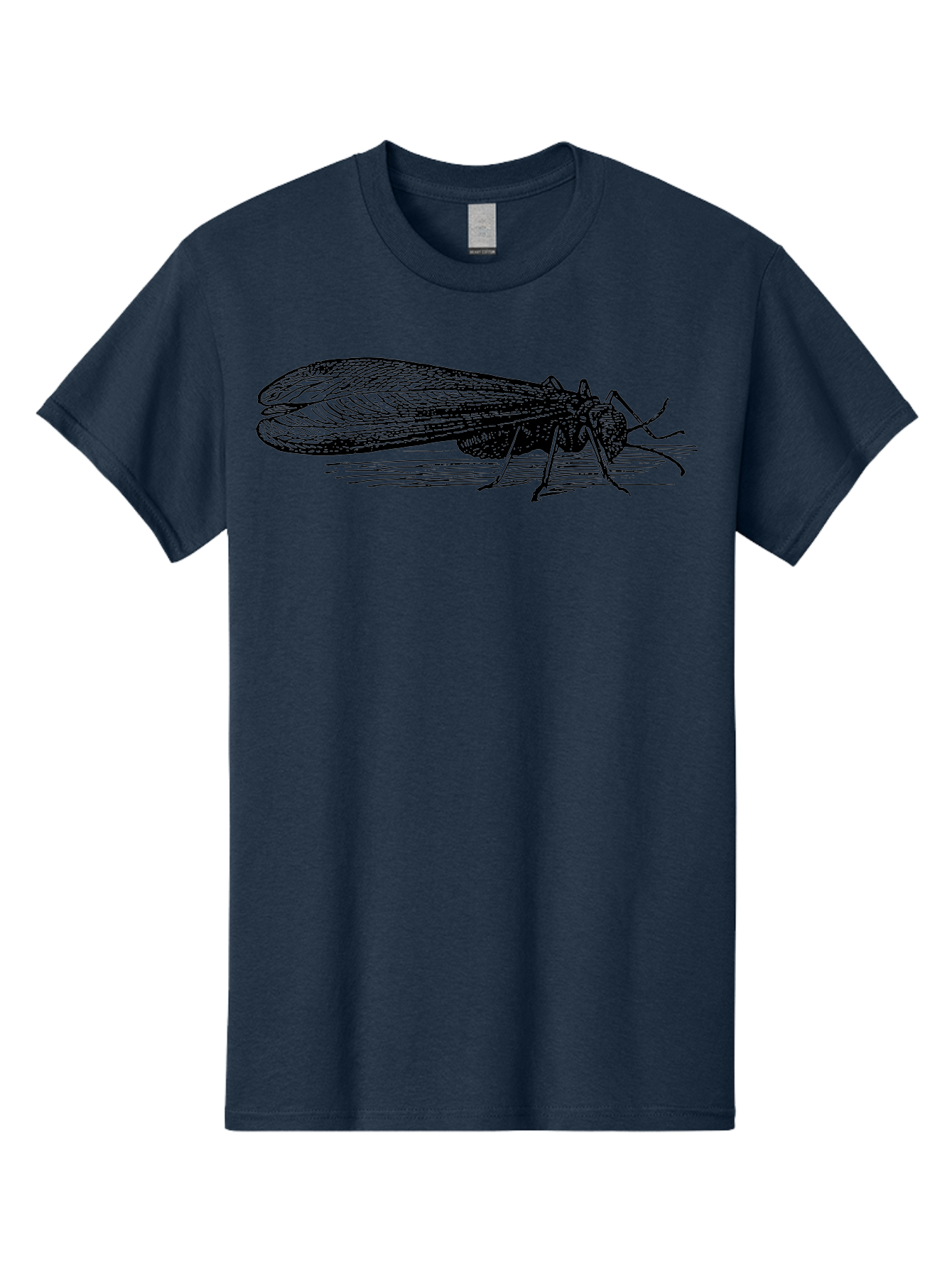 Moth Men'S Graphic Tee, 100% Cotton, Comfortable Casual Summer Wear, Machine Washable, Mayfly Insect, Vintage Illustration, Black And White Artwork, Detailed Drawing, Insect Anatomy, Entomology, Wildlife Art, Natural History, Insect Wings, Aab549