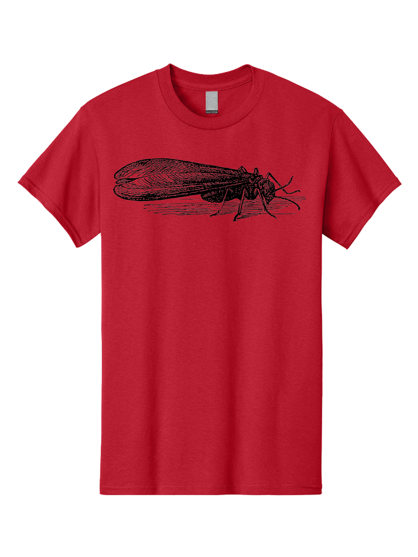 Moth Men'S Graphic Tee, 100% Cotton, Comfortable Casual Summer Wear, Machine Washable, Mayfly Insect, Vintage Illustration, Black And White Artwork, Detailed Drawing, Insect Anatomy, Entomology, Wildlife Art, Natural History, Insect Wings, Aab549