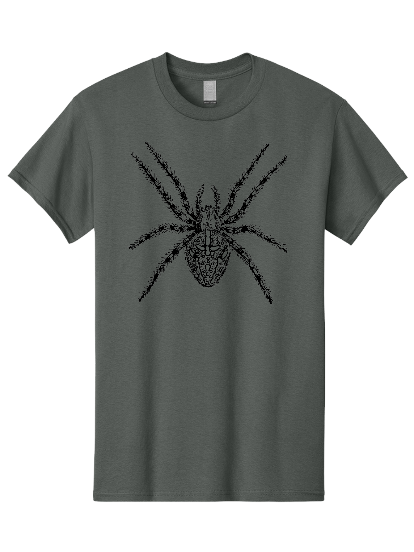 Spider-Tattoo Men'S Graphic Tee, 100% Cotton, Comfortable Casual Summer Wear, Machine Washable, Spider Art, Creepy Crawlies, Arachnid Illustration, Intricate Details, Spider Legs, Black And Green, Spider Design, Gothic Art Aab553