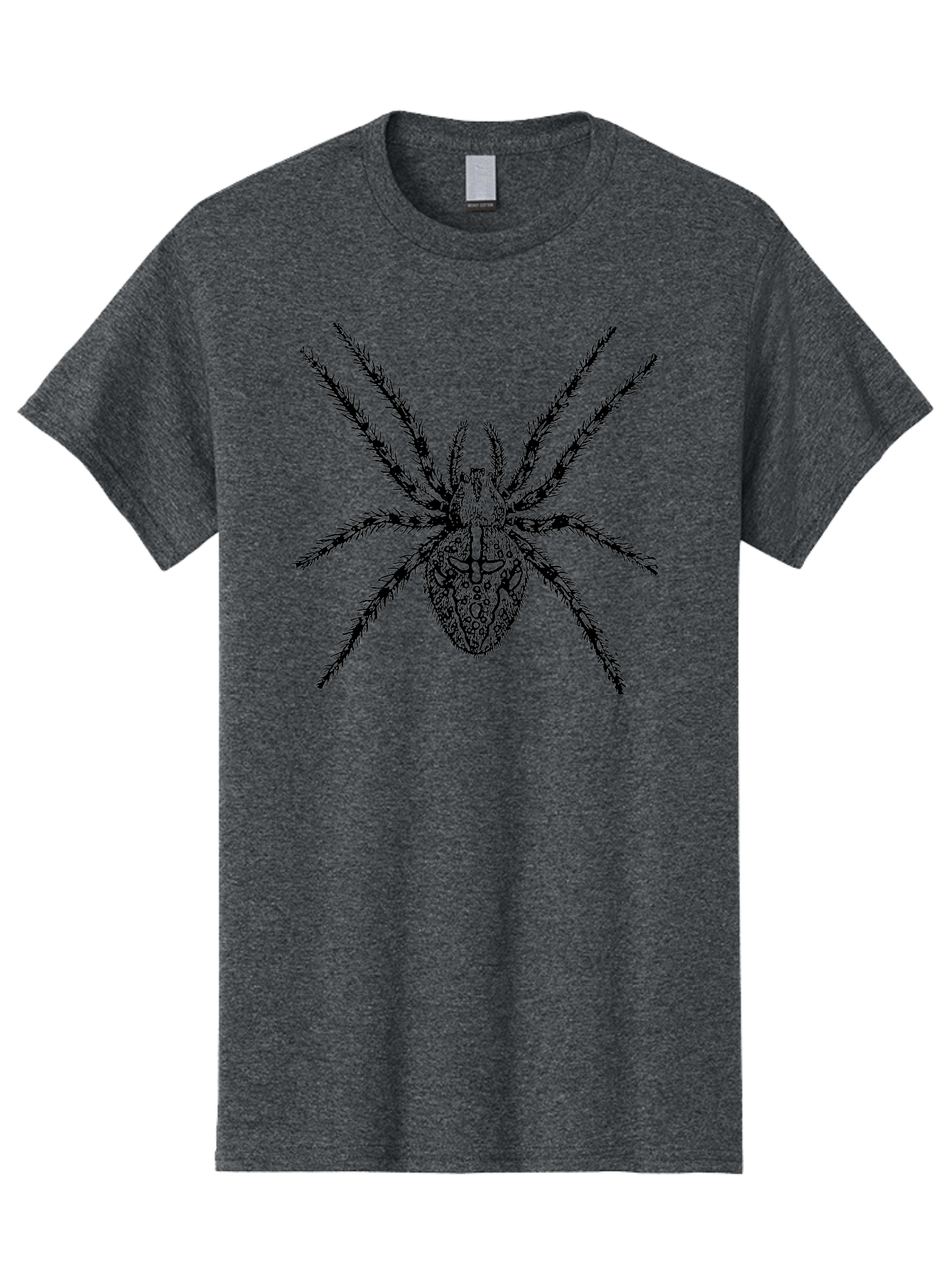 Spider-Tattoo Men'S Graphic Tee, 100% Cotton, Comfortable Casual Summer Wear, Machine Washable, Spider Art, Creepy Crawlies, Arachnid Illustration, Intricate Details, Spider Legs, Black And Green, Spider Design, Gothic Art Aab553