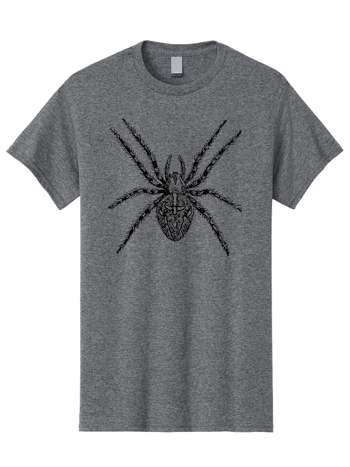 Spider-Tattoo Men'S Graphic Tee, 100% Cotton, Comfortable Casual Summer Wear, Machine Washable, Spider Art, Creepy Crawlies, Arachnid Illustration, Intricate Details, Spider Legs, Black And Green, Spider Design, Gothic Art Aab553