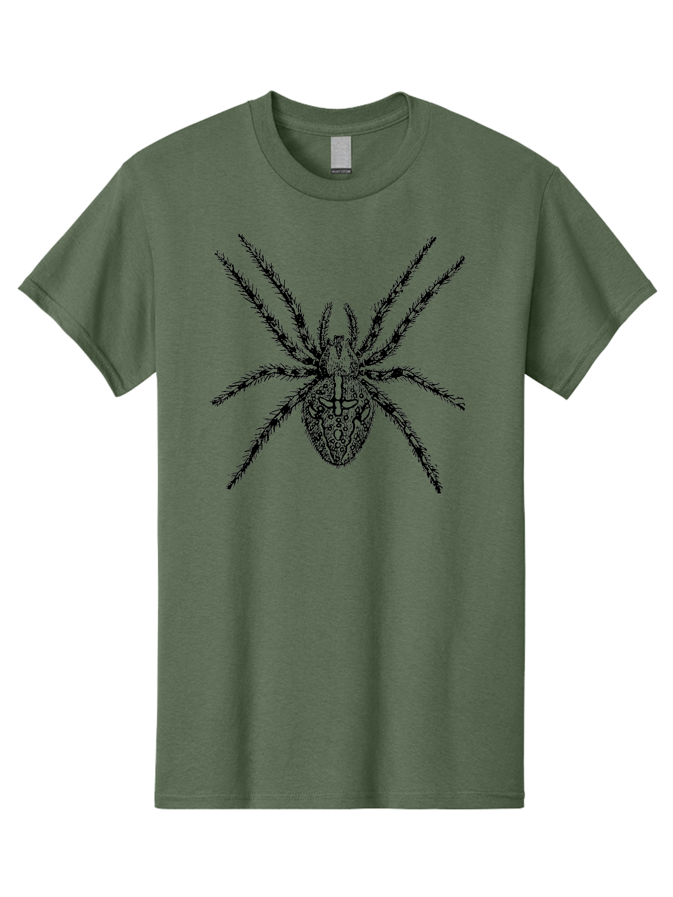 Spider-Tattoo Men'S Graphic Tee, 100% Cotton, Comfortable Casual Summer Wear, Machine Washable, Spider Art, Creepy Crawlies, Arachnid Illustration, Intricate Details, Spider Legs, Black And Green, Spider Design, Gothic Art Aab553