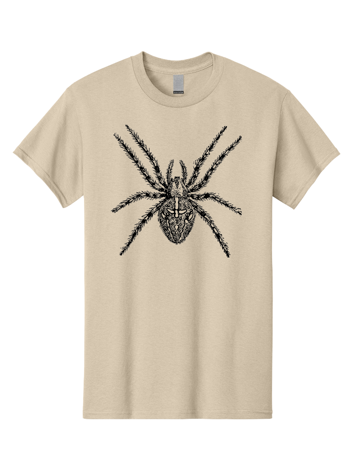 Spider-Tattoo Men'S Graphic Tee, 100% Cotton, Comfortable Casual Summer Wear, Machine Washable, Spider Art, Creepy Crawlies, Arachnid Illustration, Intricate Details, Spider Legs, Black And Green, Spider Design, Gothic Art Aab553