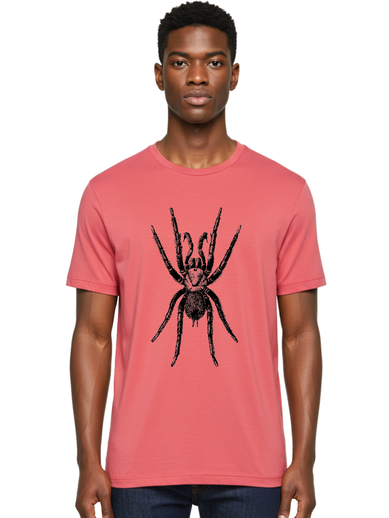 Spider Men'S Graphic Tee, 100% Cotton, Comfortable Casual Summer Wear, Machine Washable, Black Widow Spider, Arachnid, Eight Legs, Spider Silhouette, Arachnophobia, Black And Green, Creepy Crawlers, Spider Graphics, Dark Art Aab554