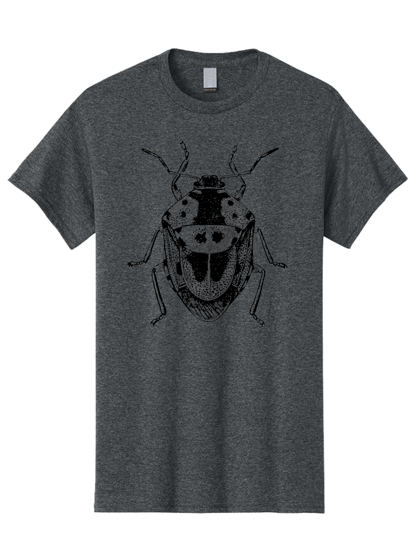Spotted-Shield-Bug Men'S Graphic Tee, 100% Cotton, Comfortable Casual Summer Wear, Machine Washable, Shield Bug, Insect, Entomology, Bug Illustration, Black And Green, Detailed Drawing, Insect Anatomy, Bug Species, Natural History Aab555