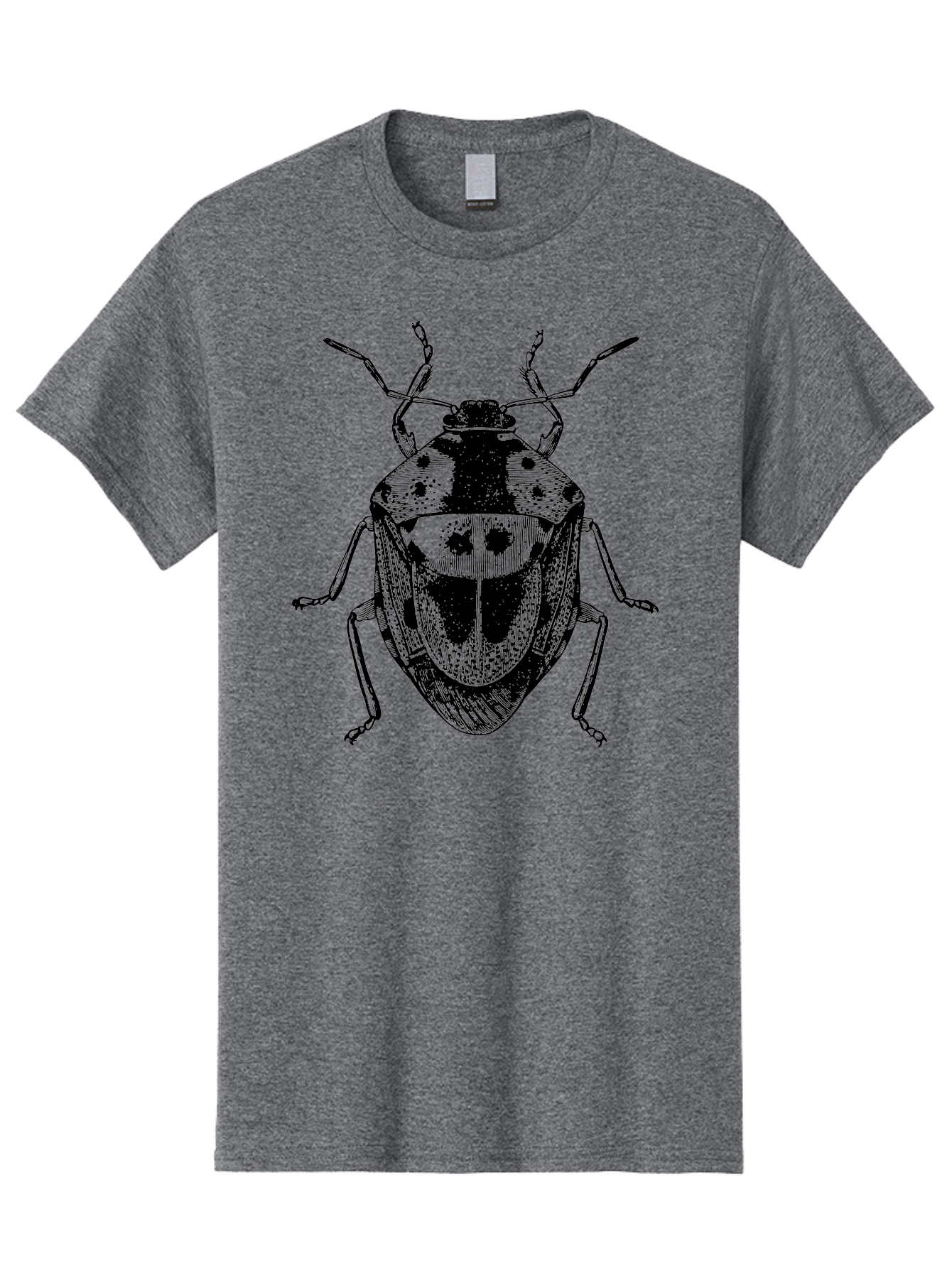 Spotted-Shield-Bug Men'S Graphic Tee, 100% Cotton, Comfortable Casual Summer Wear, Machine Washable, Shield Bug, Insect, Entomology, Bug Illustration, Black And Green, Detailed Drawing, Insect Anatomy, Bug Species, Natural History Aab555