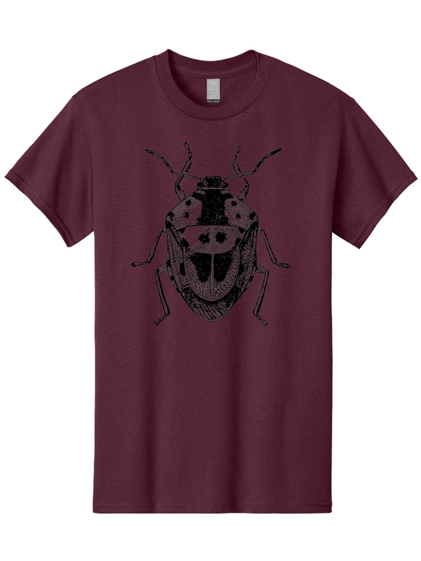 Spotted-Shield-Bug Men'S Graphic Tee, 100% Cotton, Comfortable Casual Summer Wear, Machine Washable, Shield Bug, Insect, Entomology, Bug Illustration, Black And Green, Detailed Drawing, Insect Anatomy, Bug Species, Natural History Aab555