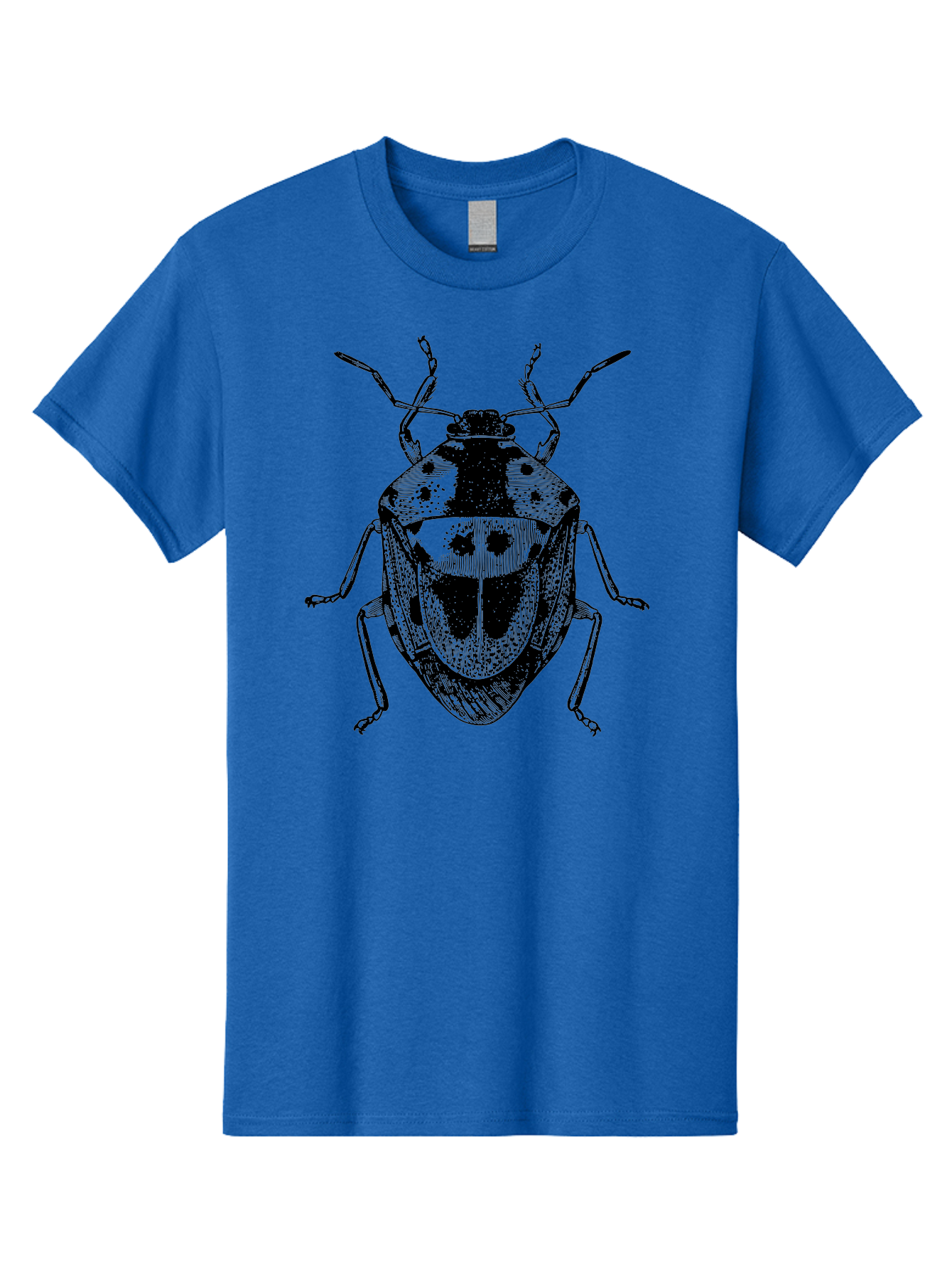 Spotted-Shield-Bug Men'S Graphic Tee, 100% Cotton, Comfortable Casual Summer Wear, Machine Washable, Shield Bug, Insect, Entomology, Bug Illustration, Black And Green, Detailed Drawing, Insect Anatomy, Bug Species, Natural History Aab555