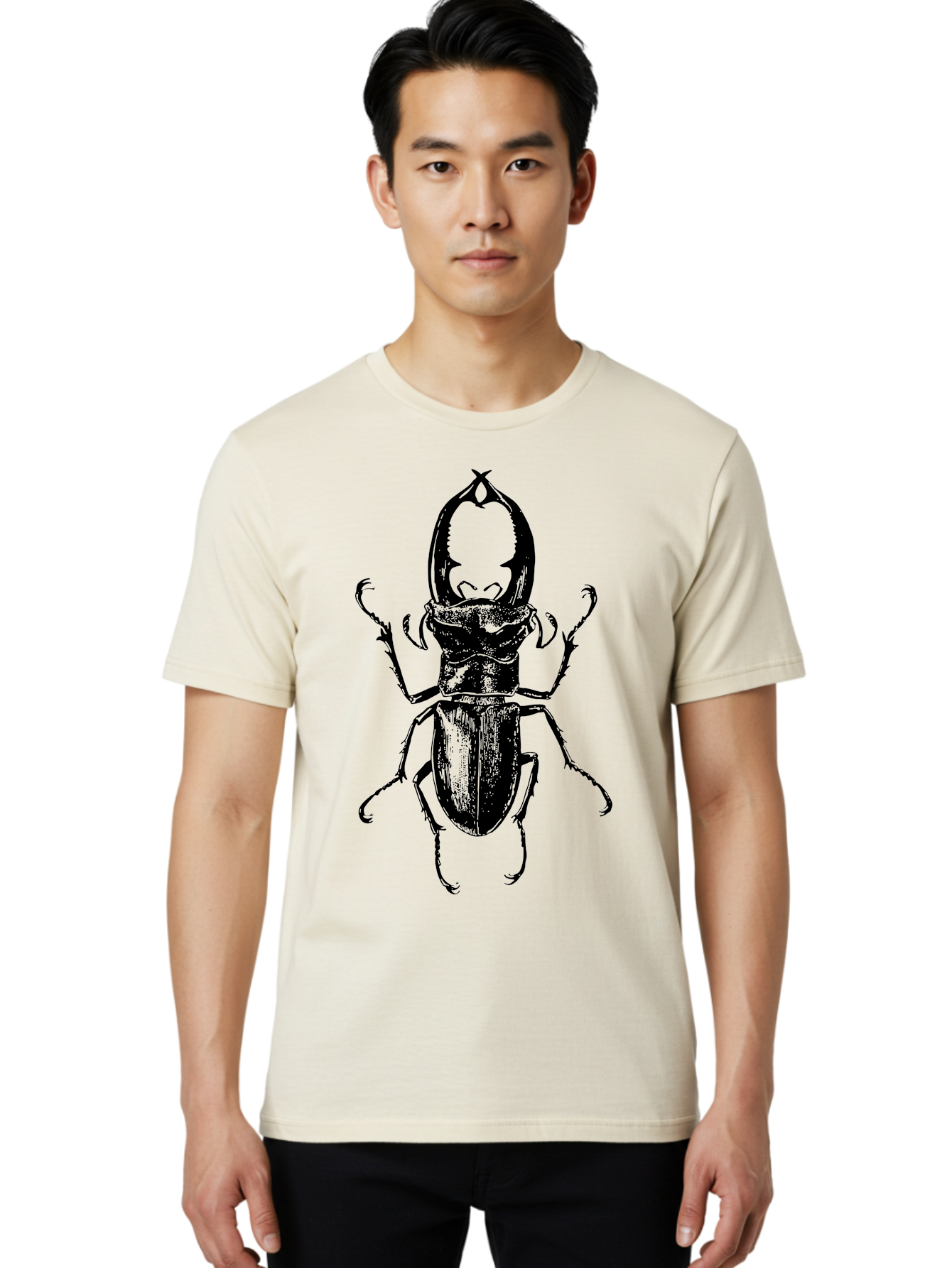 Stag-Beetle Men'S Graphic Tee, 100% Cotton, Comfortable Casual Summer Wear, Machine Washable, Stag Beetle, Insect Art, Entomology Illustration, Beetle Species, Wildlife Graphics, Detailed Drawing, Natural History, Insect Morphology Aab556