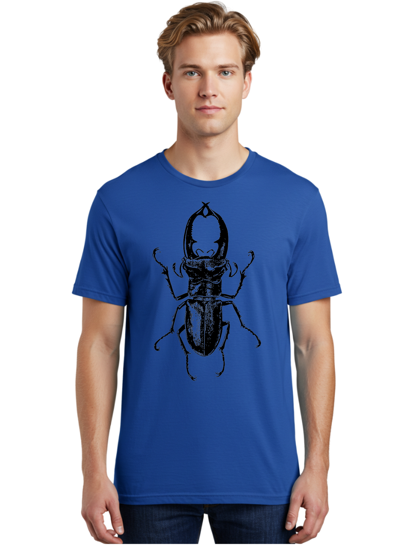 Stag-Beetle Men'S Graphic Tee, 100% Cotton, Comfortable Casual Summer Wear, Machine Washable, Stag Beetle, Insect Art, Entomology Illustration, Beetle Species, Wildlife Graphics, Detailed Drawing, Natural History, Insect Morphology Aab556
