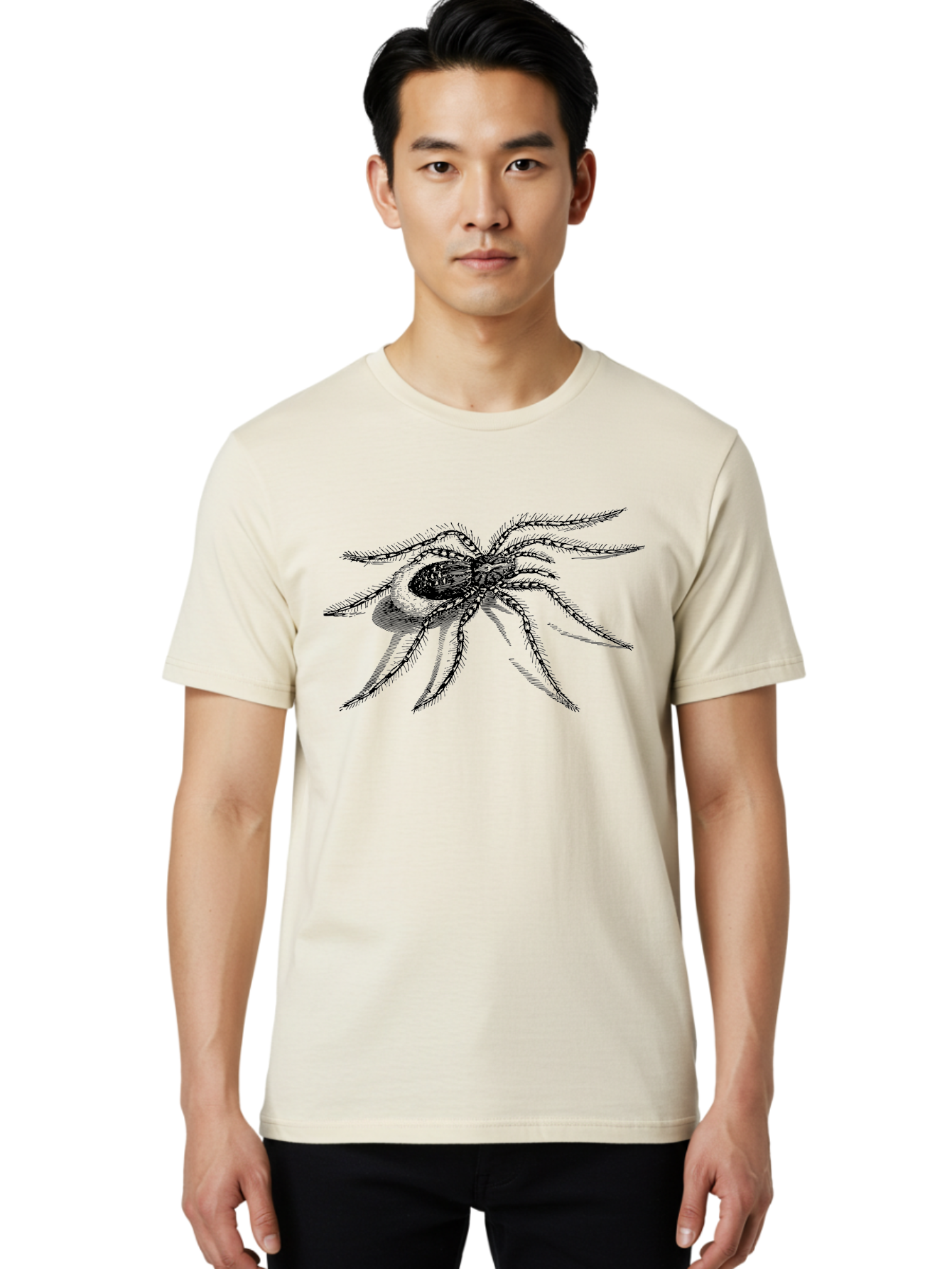 Tarantula-1 Men'S Graphic Tee, 100% Cotton, Comfortable Casual Summer Wear, Machine Washable, Black Spider, Spider Illustration, Arachnid Art, Creepy Crawlers, Eight-Legged Creature, Spider Graphics, Arachnophobia, Spider Silhouette Aab557