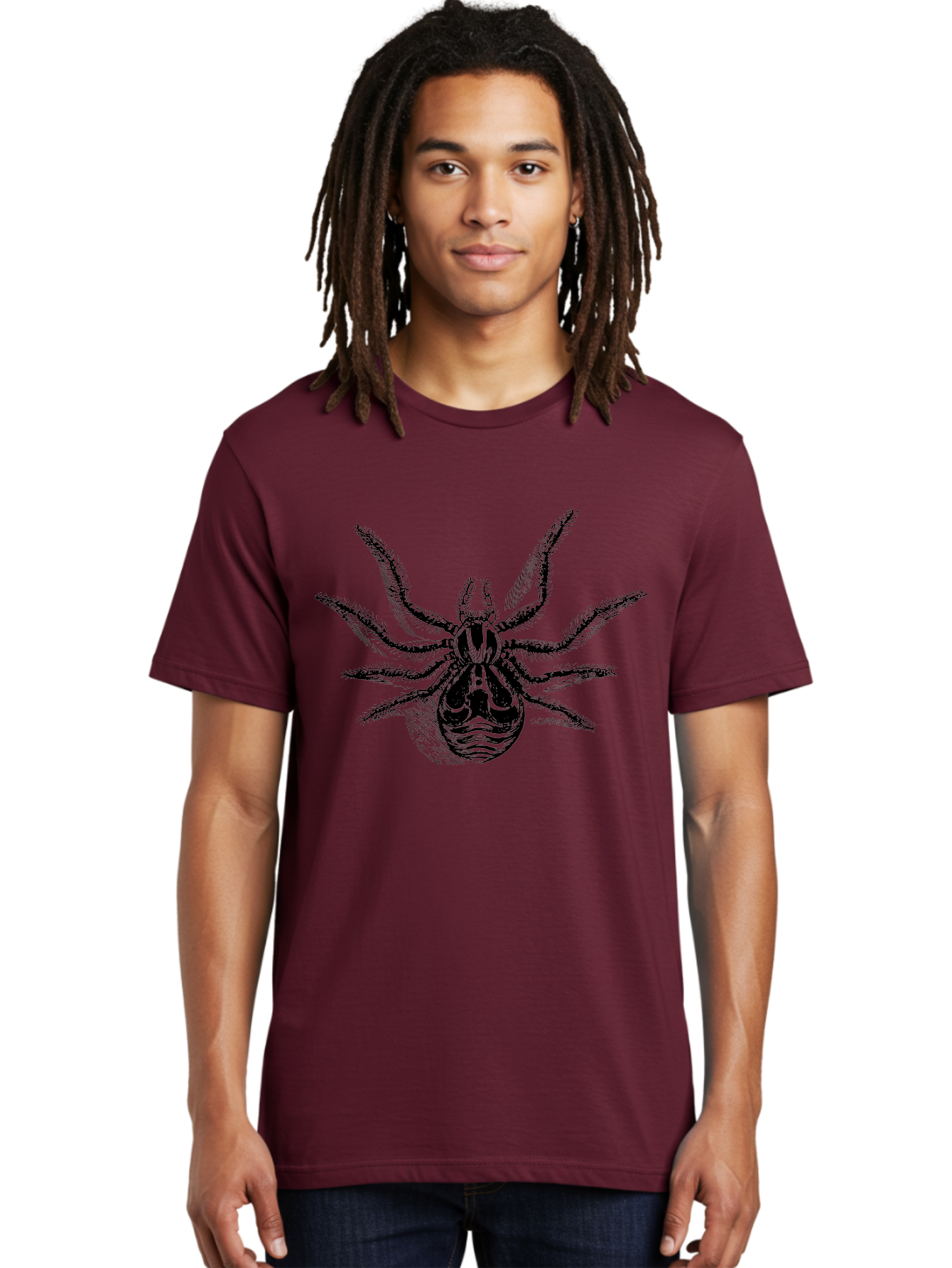 Tarantula Men'S Graphic Tee, 100% Cotton, Comfortable Casual Summer Wear, Machine Washable, Tarantula, Spider Illustration, Arachnid Art, Black And Green Design, Creepy Crawlers, Spider Graphics, Detailed Drawing, Spider Legs Aab558