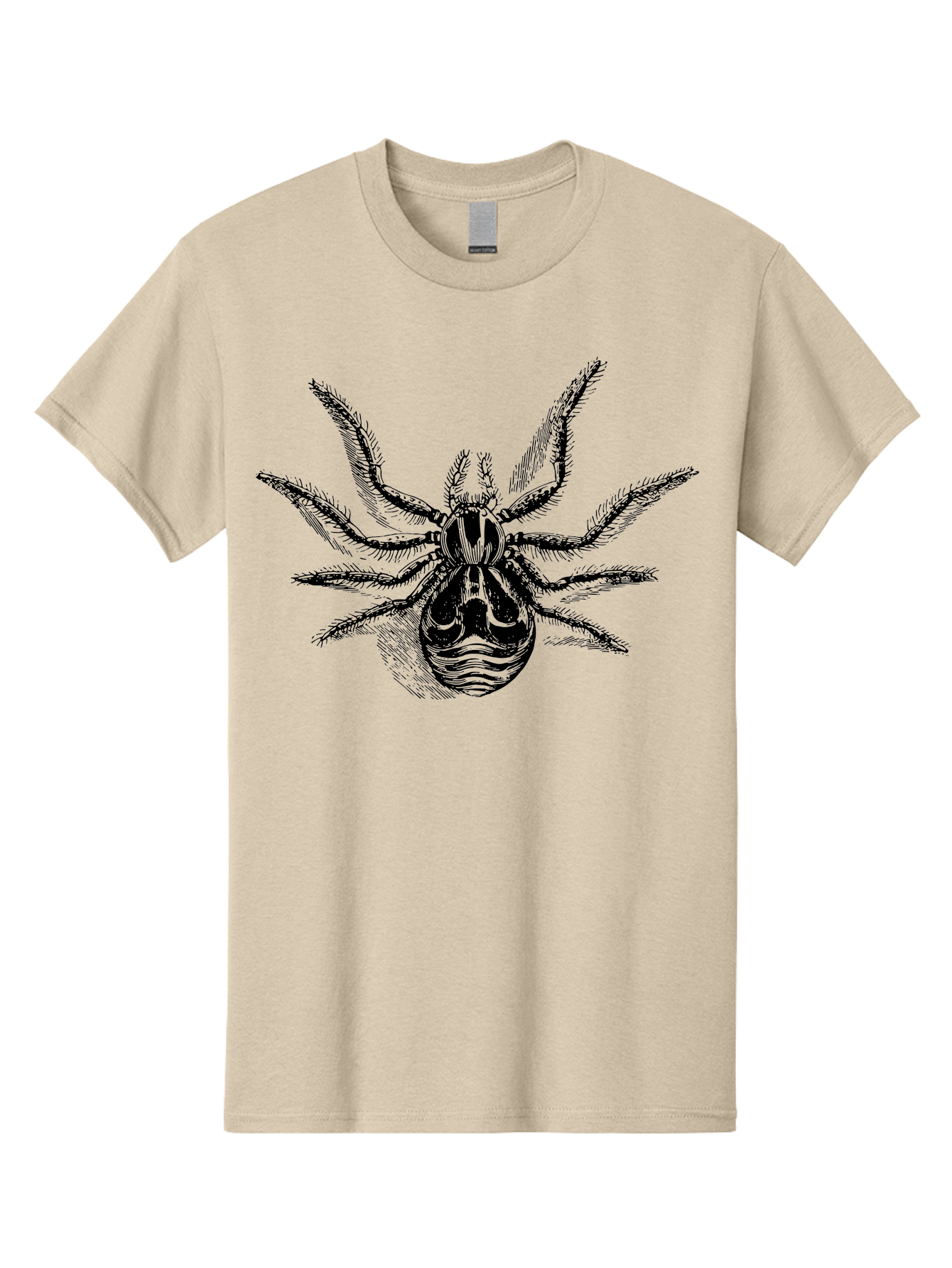 Tarantula Men'S Graphic Tee, 100% Cotton, Comfortable Casual Summer Wear, Machine Washable, Tarantula, Spider Illustration, Arachnid Art, Black And Green Design, Creepy Crawlers, Spider Graphics, Detailed Drawing, Spider Legs Aab558