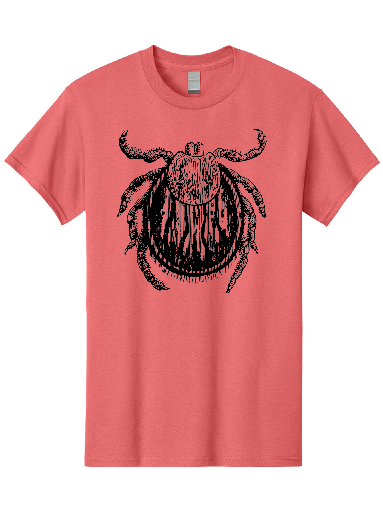 Tick Men'S Graphic Tee, 100% Cotton, Comfortable Casual Summer Wear, Machine Washable, Tick Illustration, Black And Green, Insect Drawing, Arachnid Art, Parasite Icon, Detailed Engraving, Vector Graphic, Creepy Crawlers Aab559