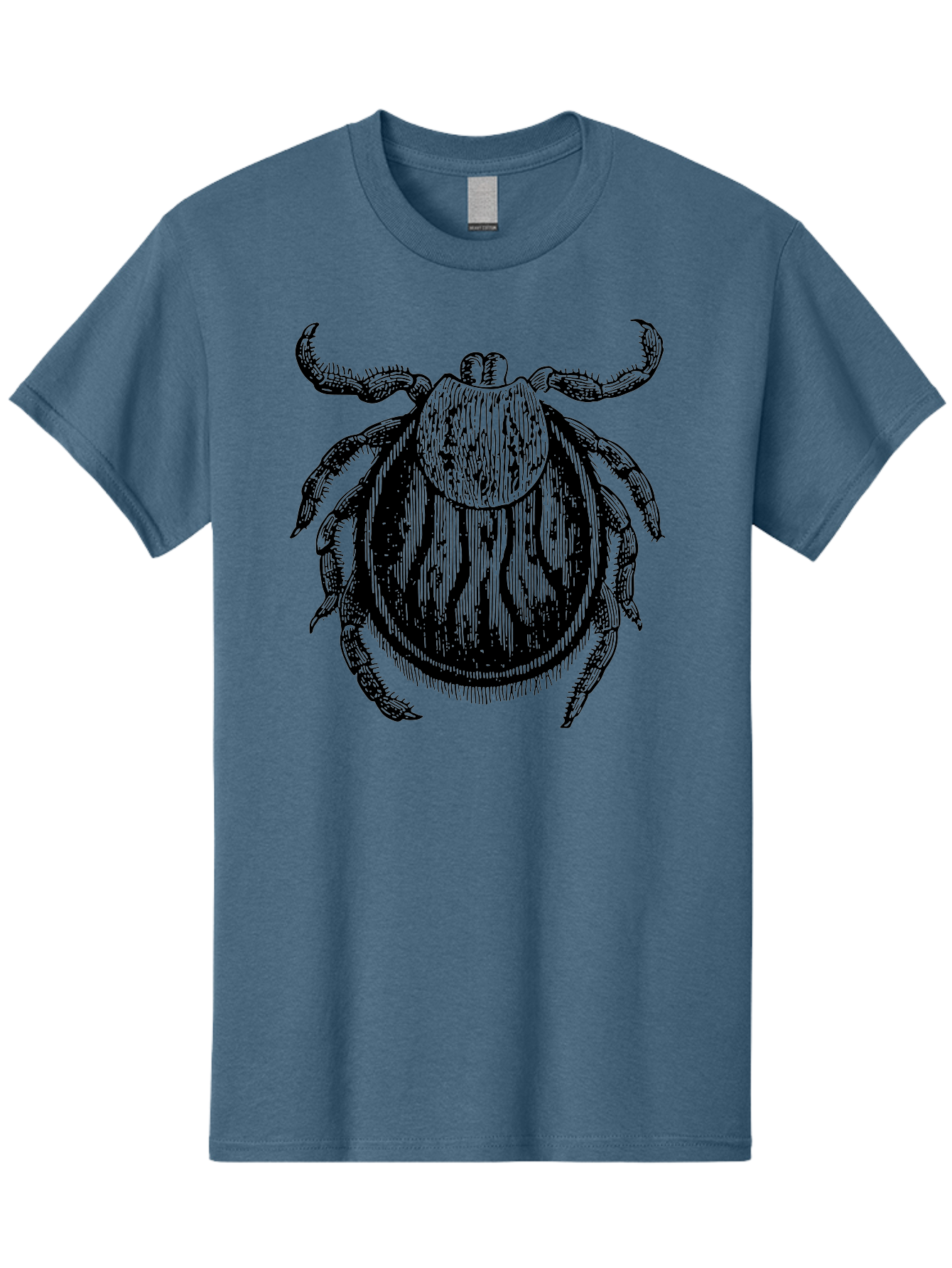 Tick Men'S Graphic Tee, 100% Cotton, Comfortable Casual Summer Wear, Machine Washable, Tick Illustration, Black And Green, Insect Drawing, Arachnid Art, Parasite Icon, Detailed Engraving, Vector Graphic, Creepy Crawlers Aab559