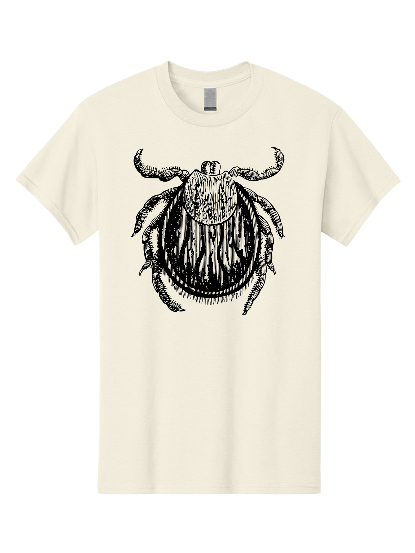Tick Men'S Graphic Tee, 100% Cotton, Comfortable Casual Summer Wear, Machine Washable, Tick Illustration, Black And Green, Insect Drawing, Arachnid Art, Parasite Icon, Detailed Engraving, Vector Graphic, Creepy Crawlers Aab559