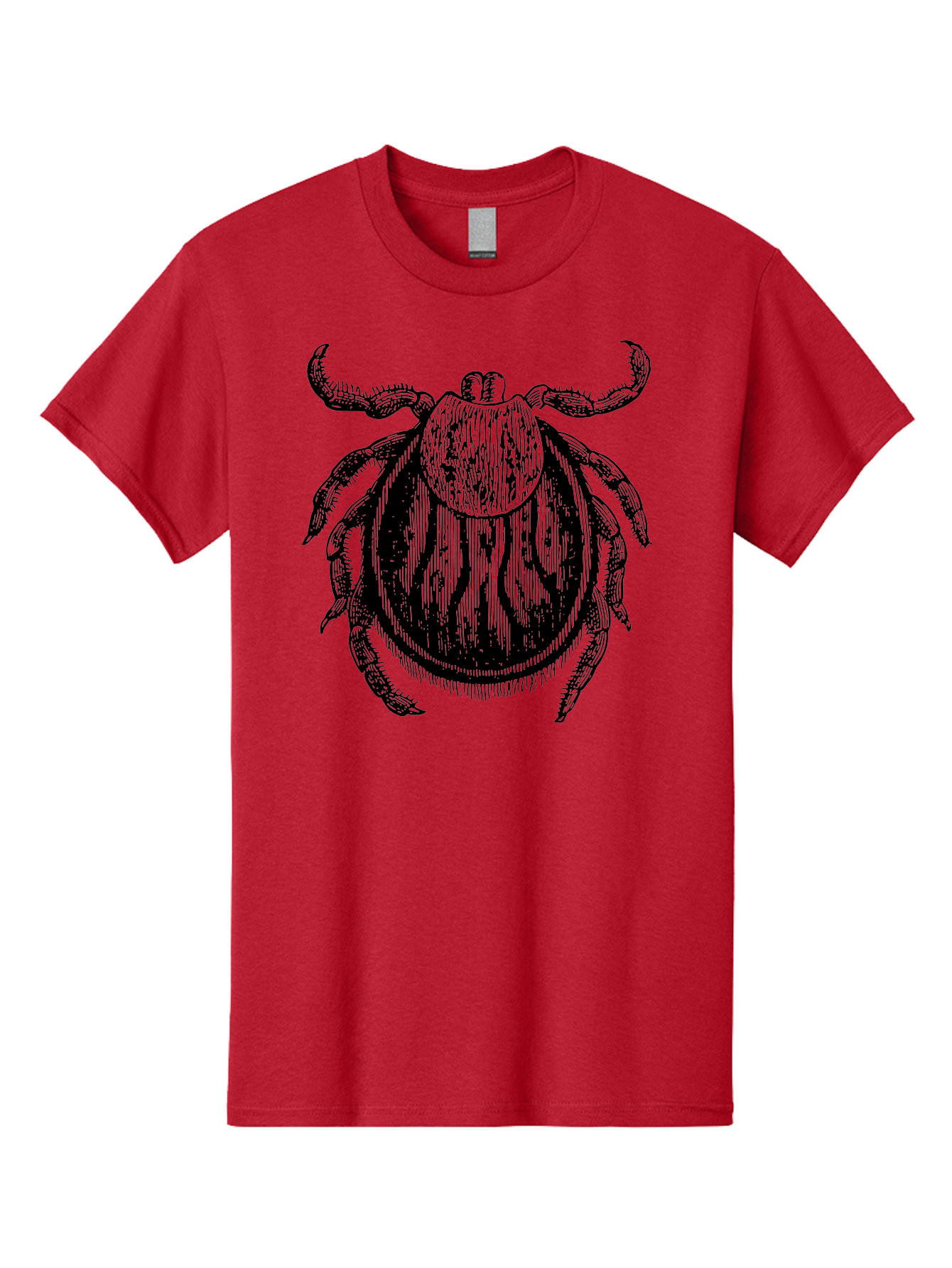 Tick Men'S Graphic Tee, 100% Cotton, Comfortable Casual Summer Wear, Machine Washable, Tick Illustration, Black And Green, Insect Drawing, Arachnid Art, Parasite Icon, Detailed Engraving, Vector Graphic, Creepy Crawlers Aab559