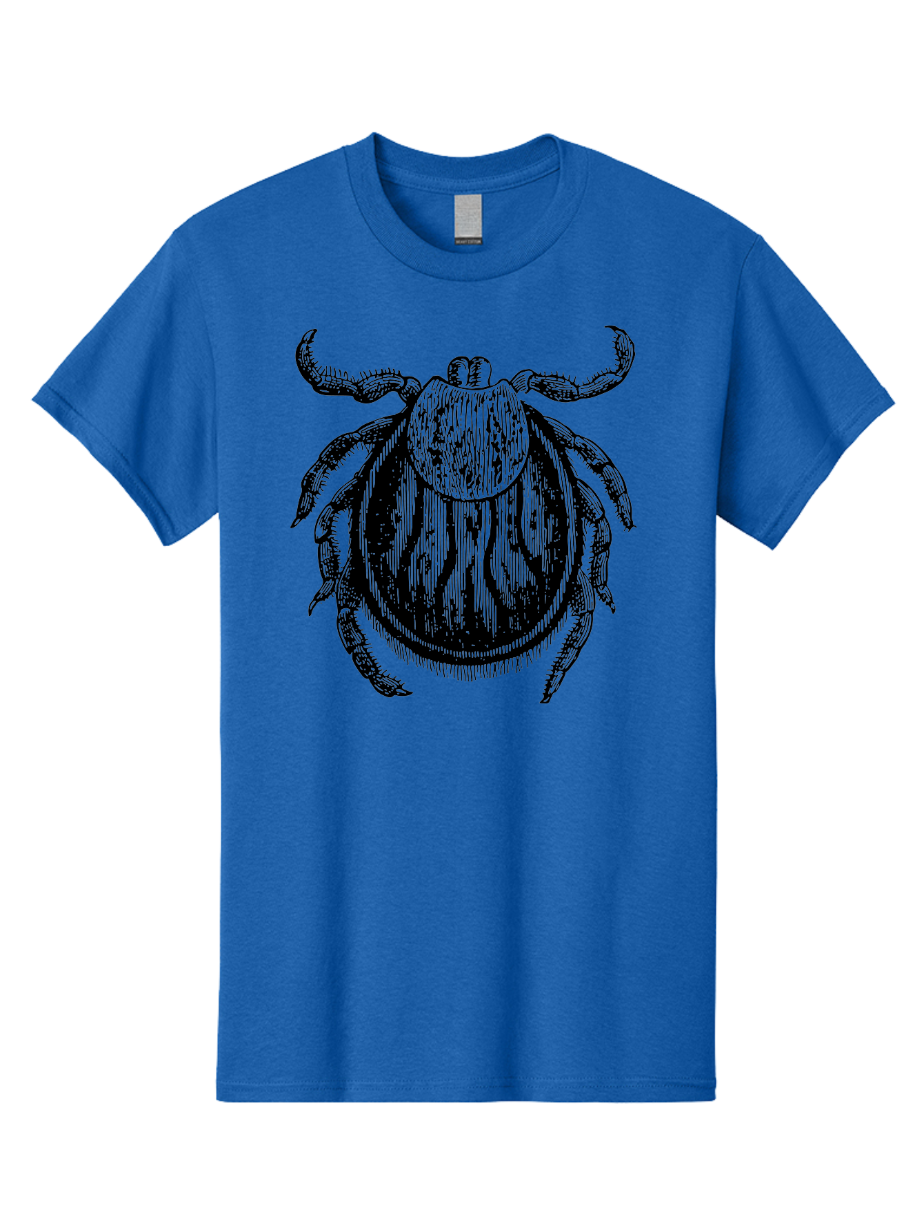 Tick Men'S Graphic Tee, 100% Cotton, Comfortable Casual Summer Wear, Machine Washable, Tick Illustration, Black And Green, Insect Drawing, Arachnid Art, Parasite Icon, Detailed Engraving, Vector Graphic, Creepy Crawlers Aab559