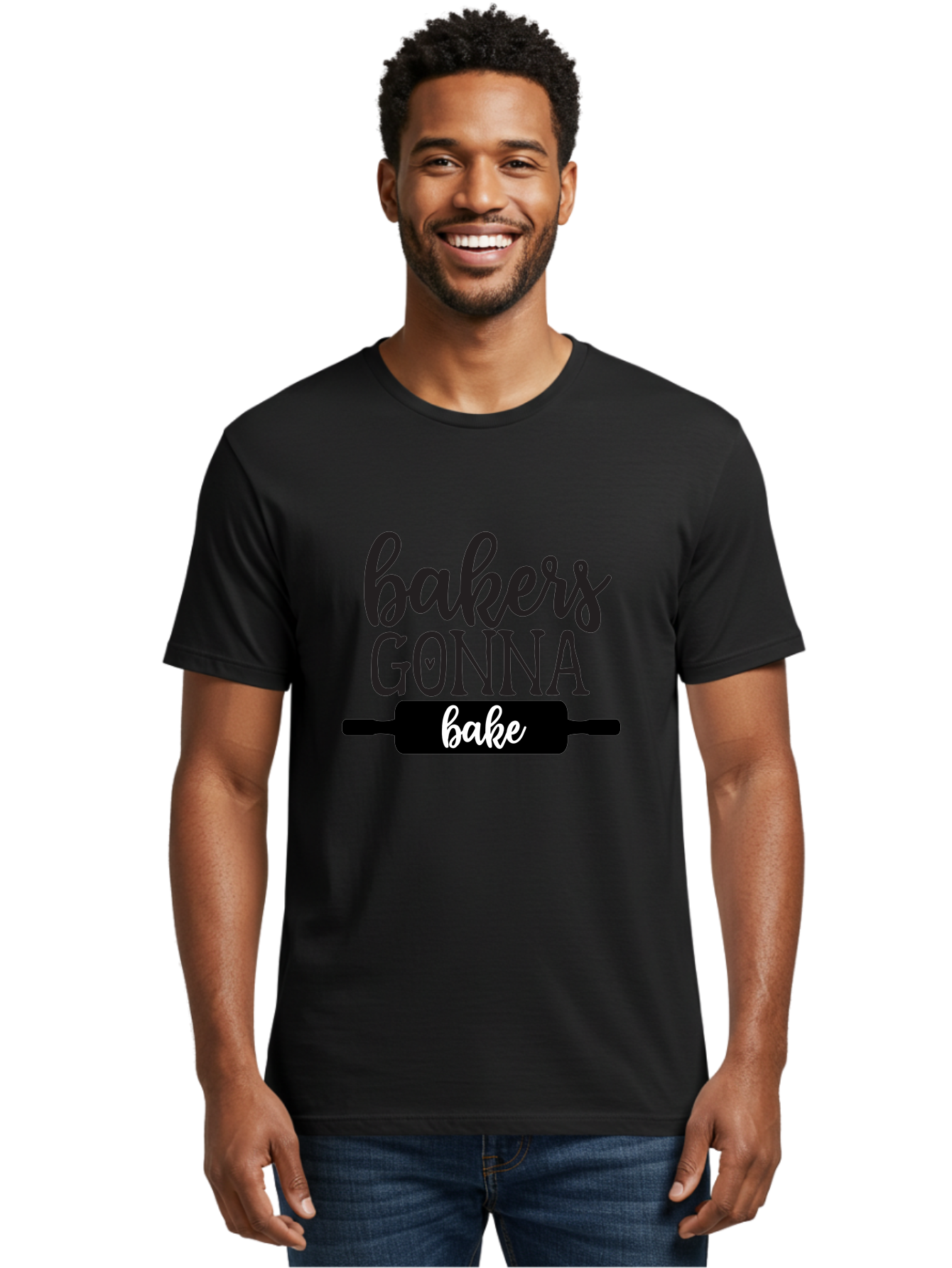 Bakers-Gonna-Bake-1 Men'S Graphic Tee, 100% Cotton, Comfortable Casual Summer Wear, Machine Washable, Baking Inspiration, Bakers Gonna Bake, Rolling Pin, Baking Quotes, Sweet Treats, Baker'S Life, Baking Love, Pastry Arts Aab562