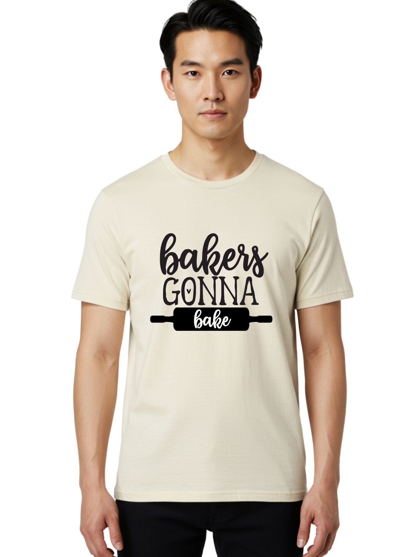 Bakers-Gonna-Bake-1 Men'S Graphic Tee, 100% Cotton, Comfortable Casual Summer Wear, Machine Washable, Baking Inspiration, Bakers Gonna Bake, Rolling Pin, Baking Quotes, Sweet Treats, Baker'S Life, Baking Love, Pastry Arts Aab562